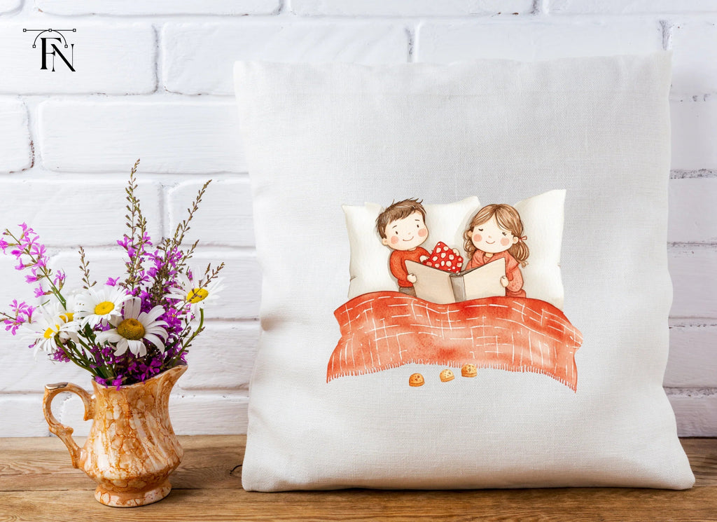 Cozy Couple Reading in Bed Clipart Bundle
