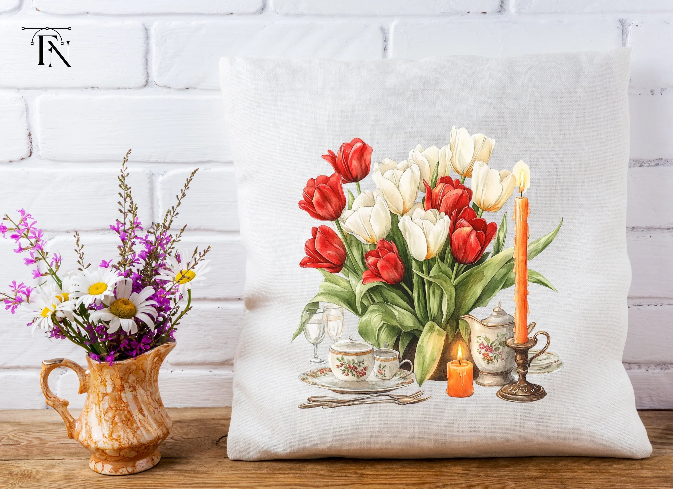 Elegant Tulip Candle Dinner Clipart Bundle