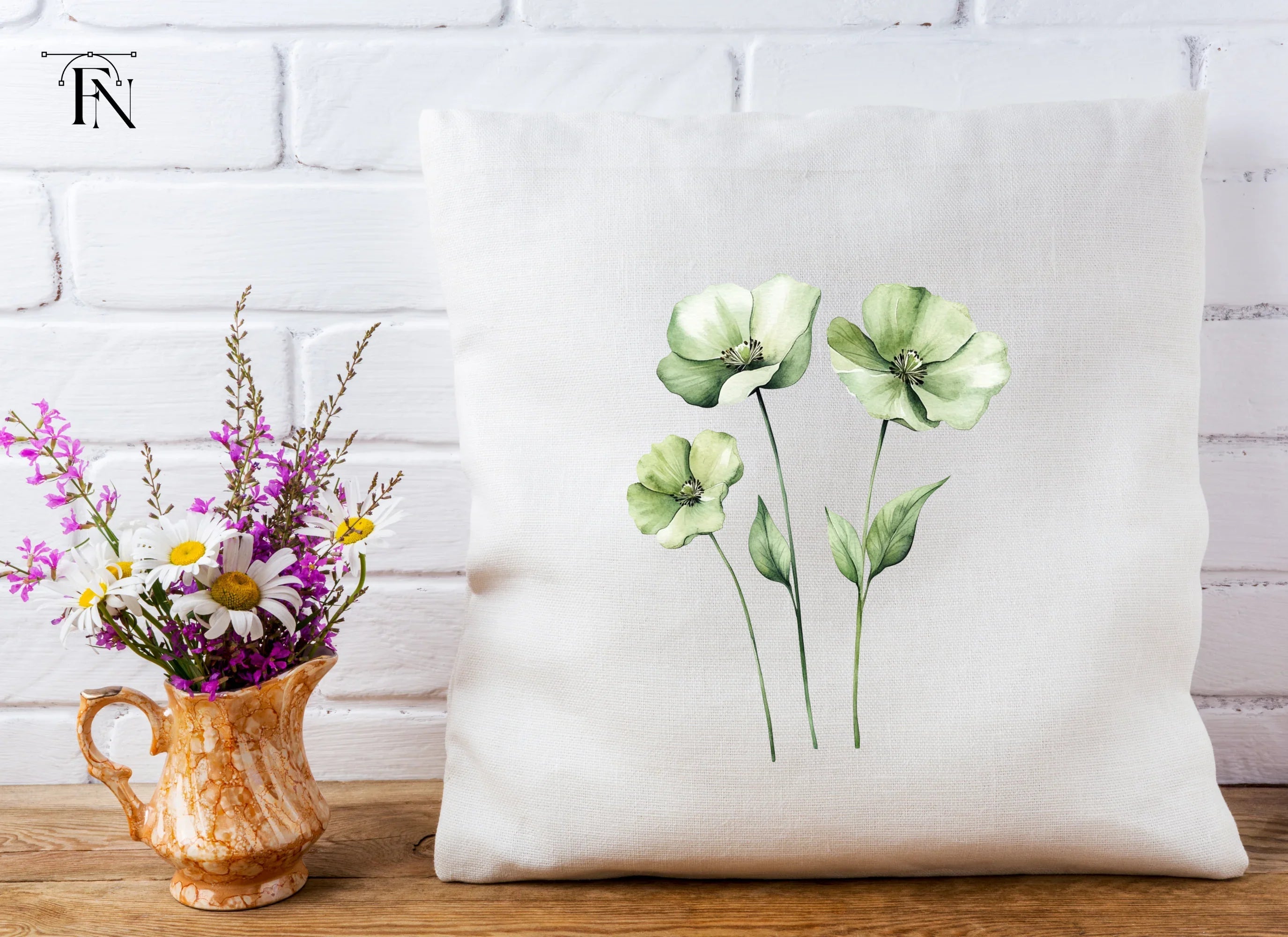 Green Floral Clipart Bundle
