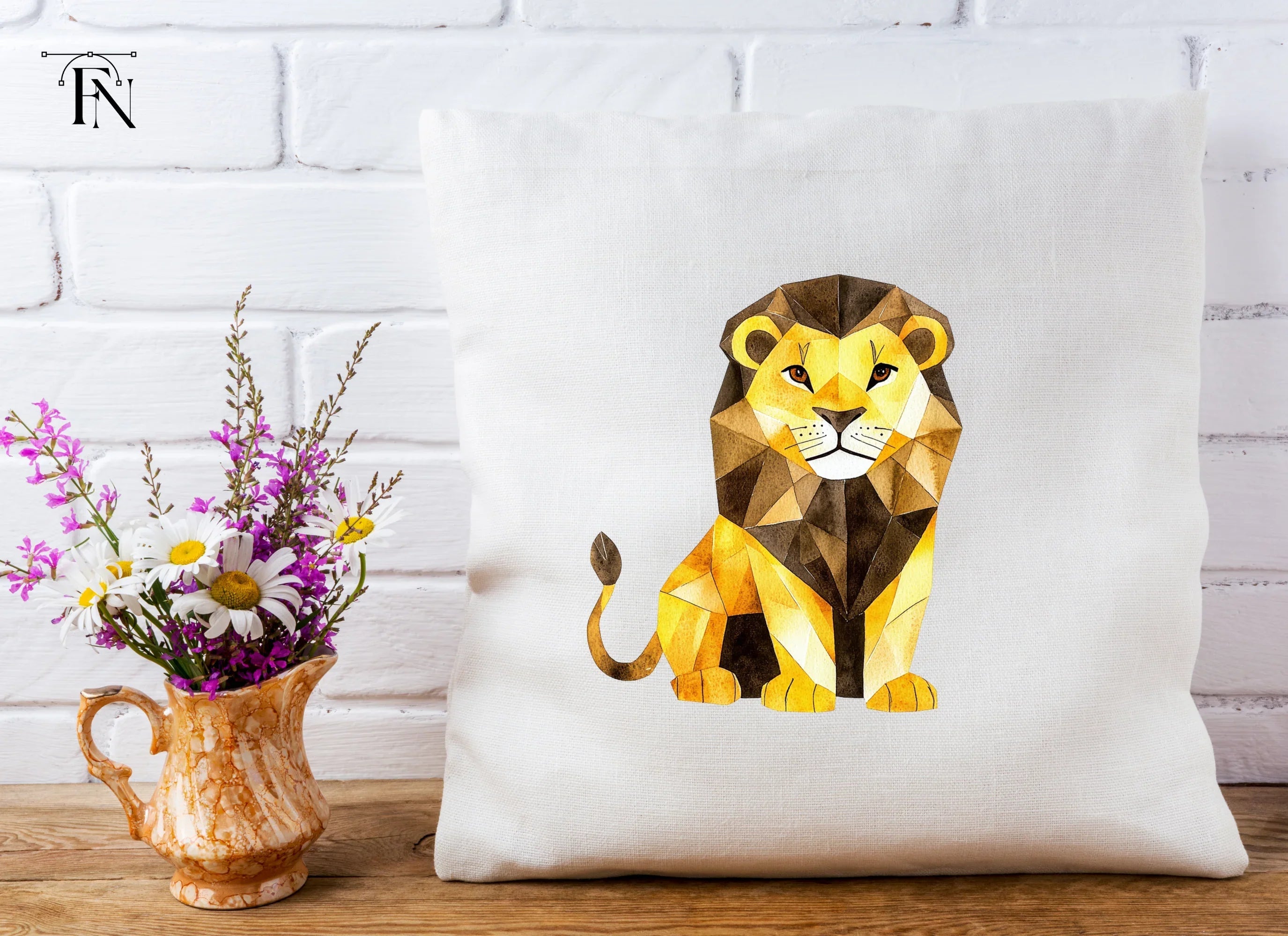 Geometric Lion Illustration Clipart Bundle