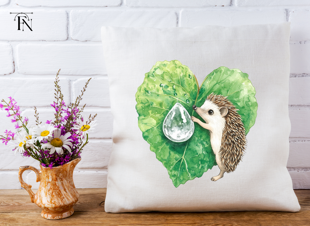 Cute Hedgehogs on Heart Leaves Clipart Bundle
