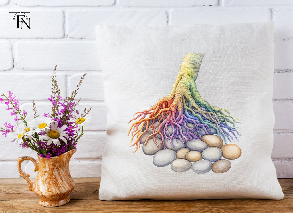 Rainbow Tree Roots and River Stones Clipart Bundle
