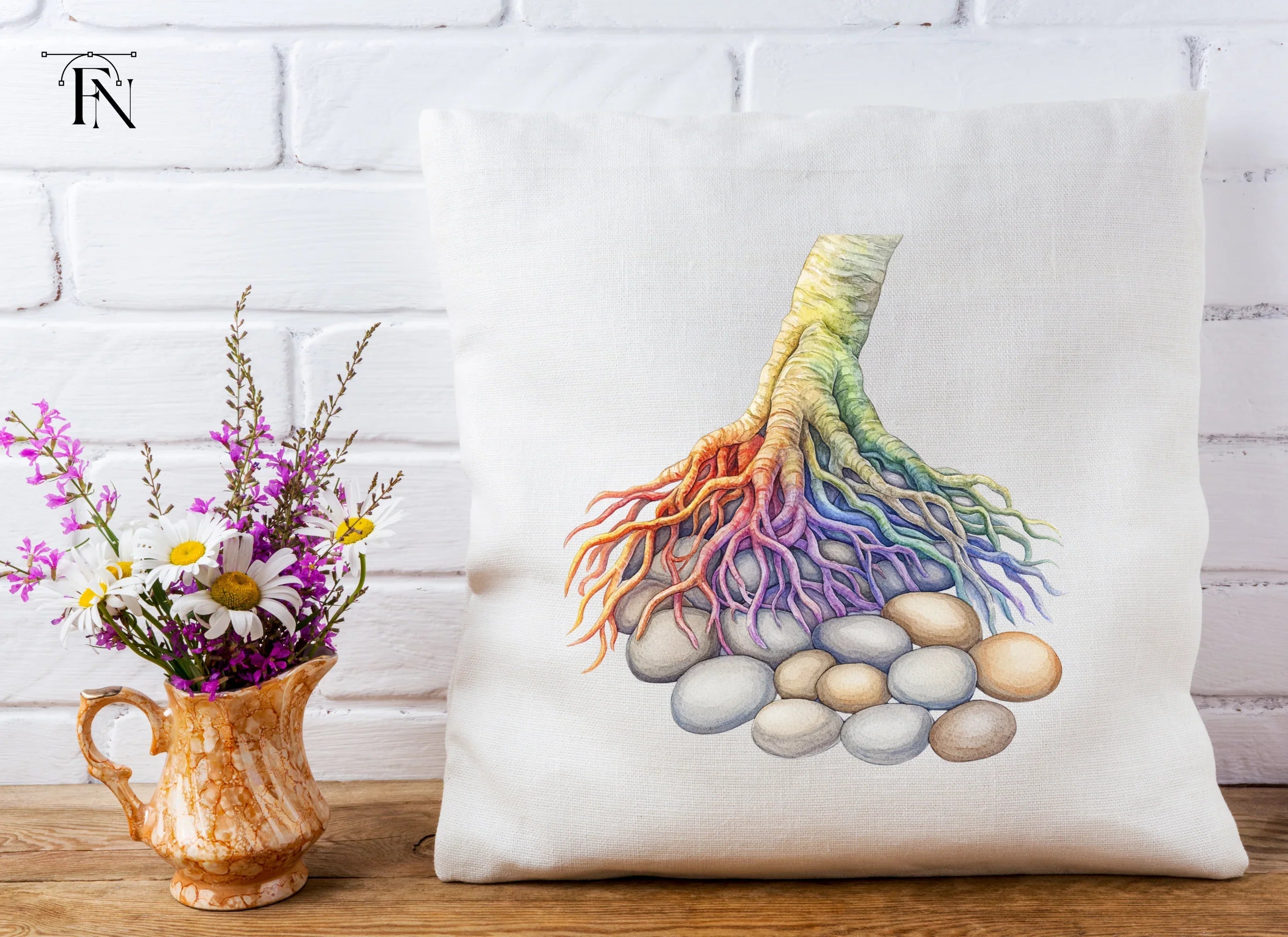 Rainbow Tree Roots and River Stones Clipart Bundle