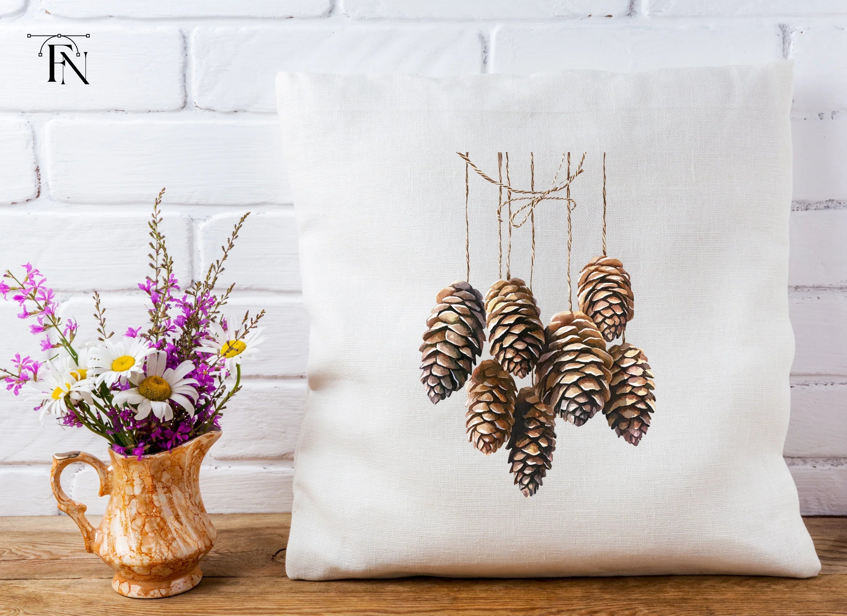 Hanging Pine Cones Clipart Bundle
