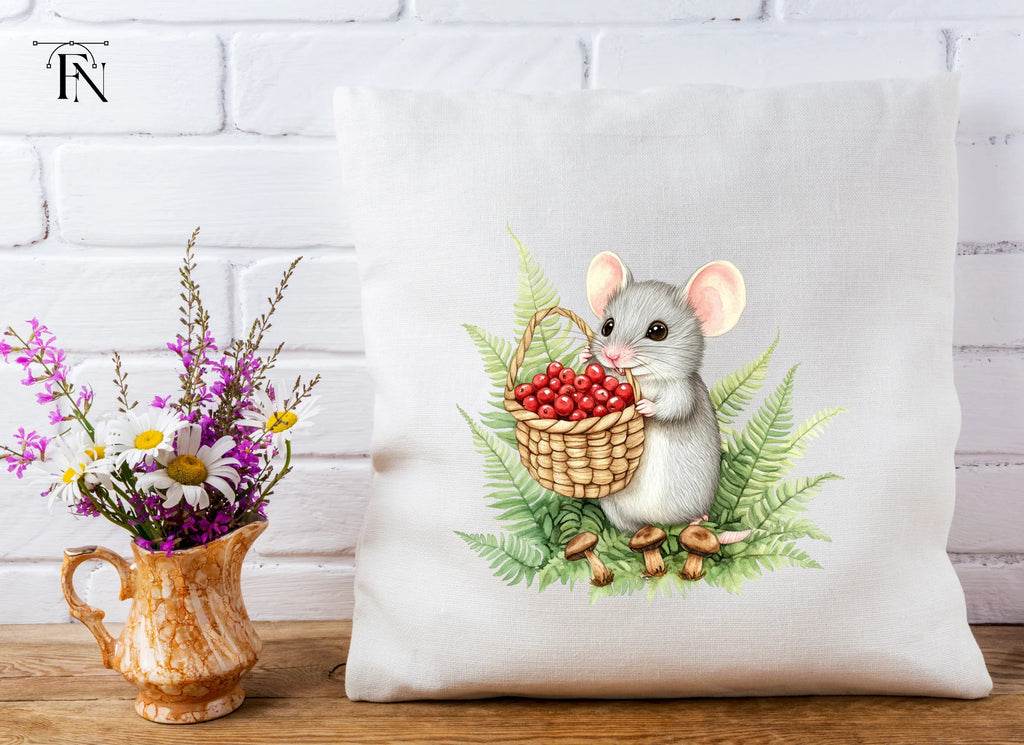 Cute Mice with Berries and Acorns Clipart Bundle