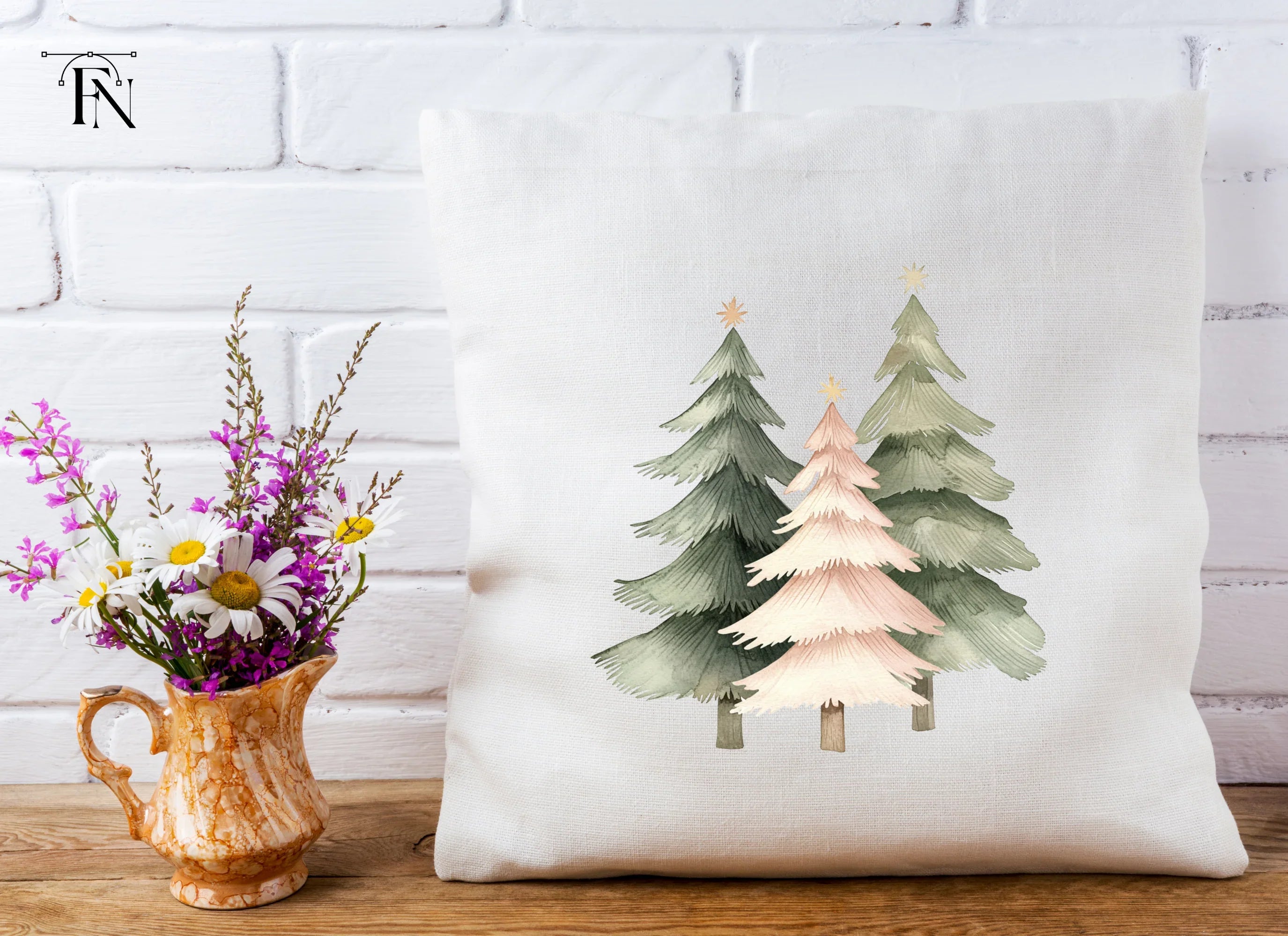 Christmas Trees with Stars Clipart Bundle
