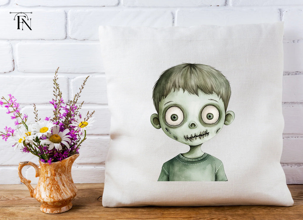 Zombie Boy Faces Clipart Bundle