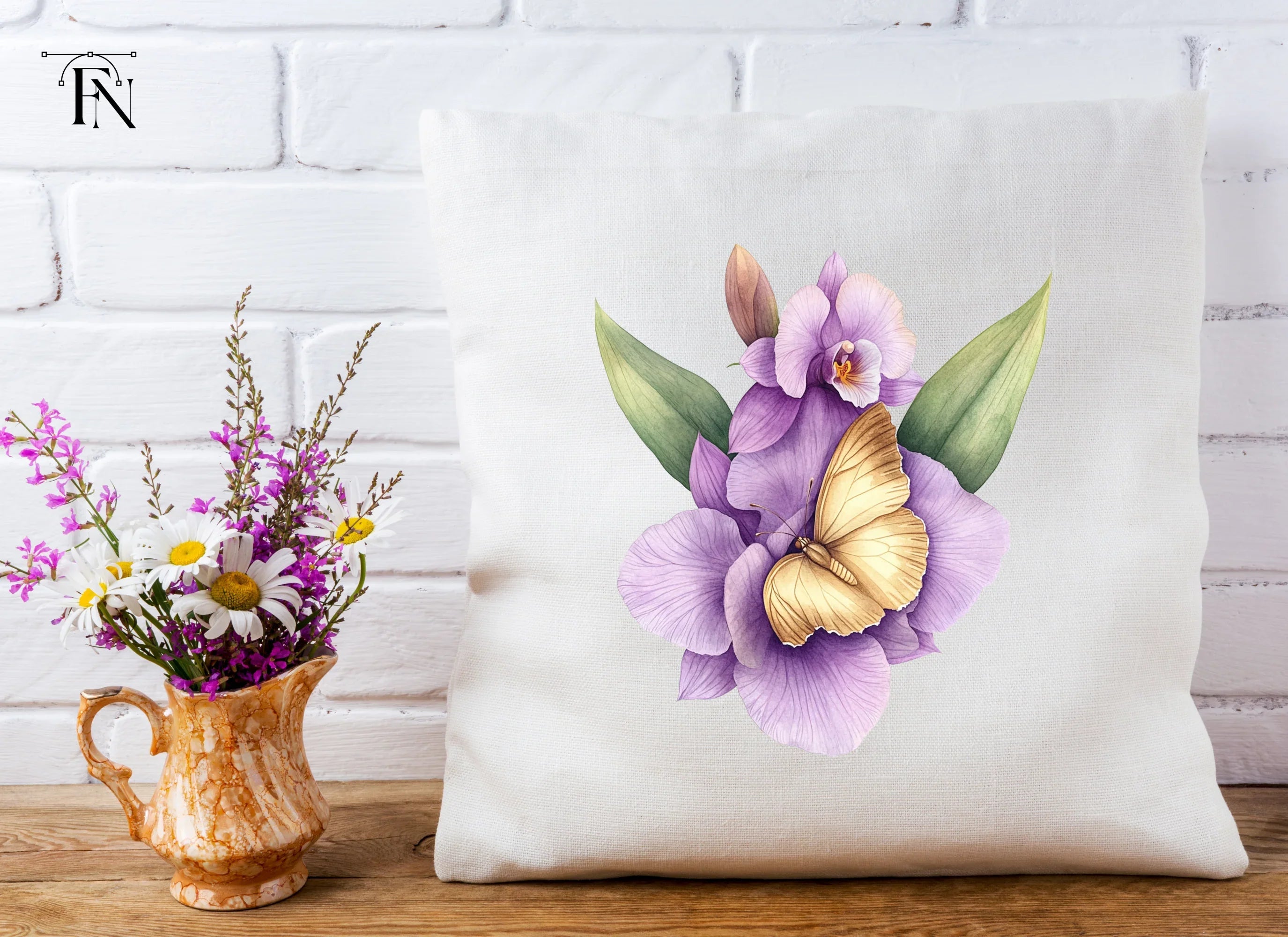 Orchid Butterfly Clipart Bundle