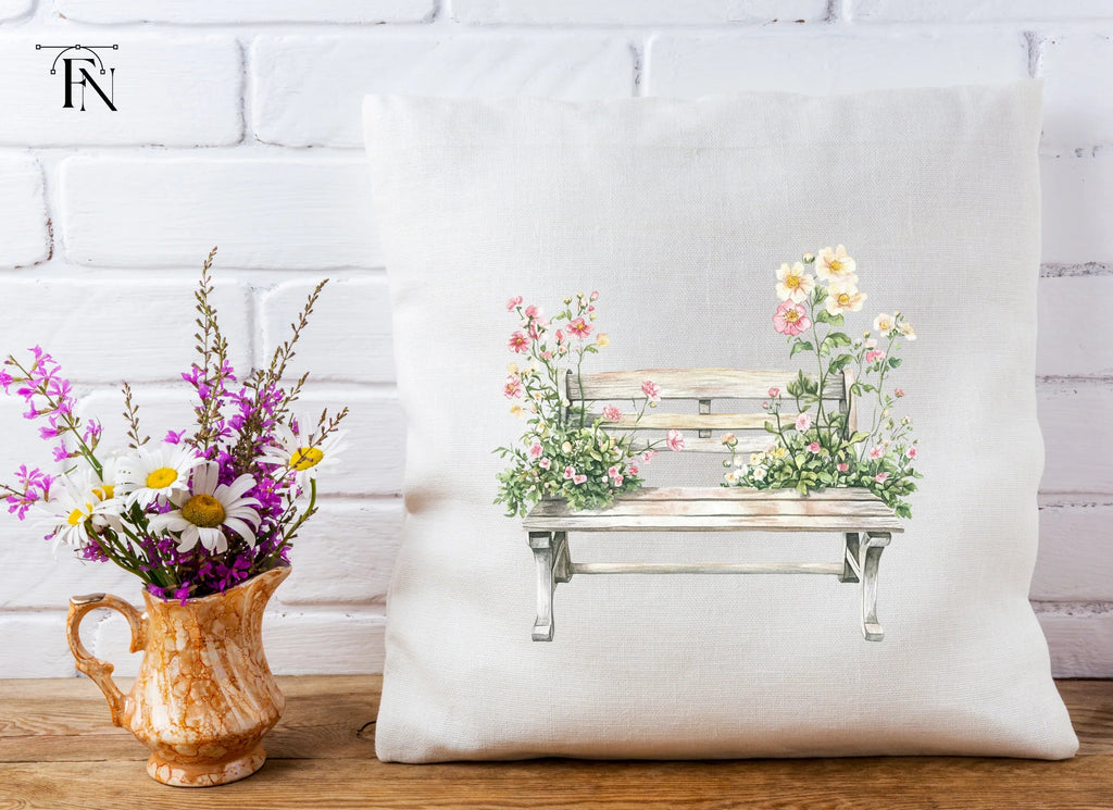 Bench with Pink Flowers Clipart Bundle