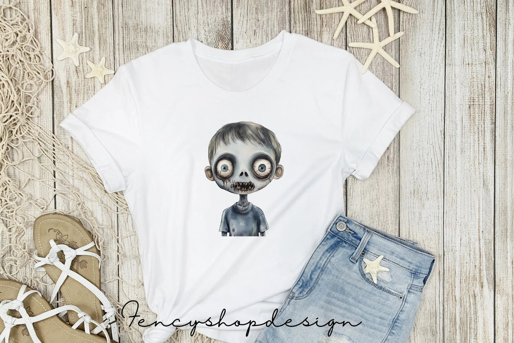 Spooky Cute Zombie Boy Halloween Clipart Bundle