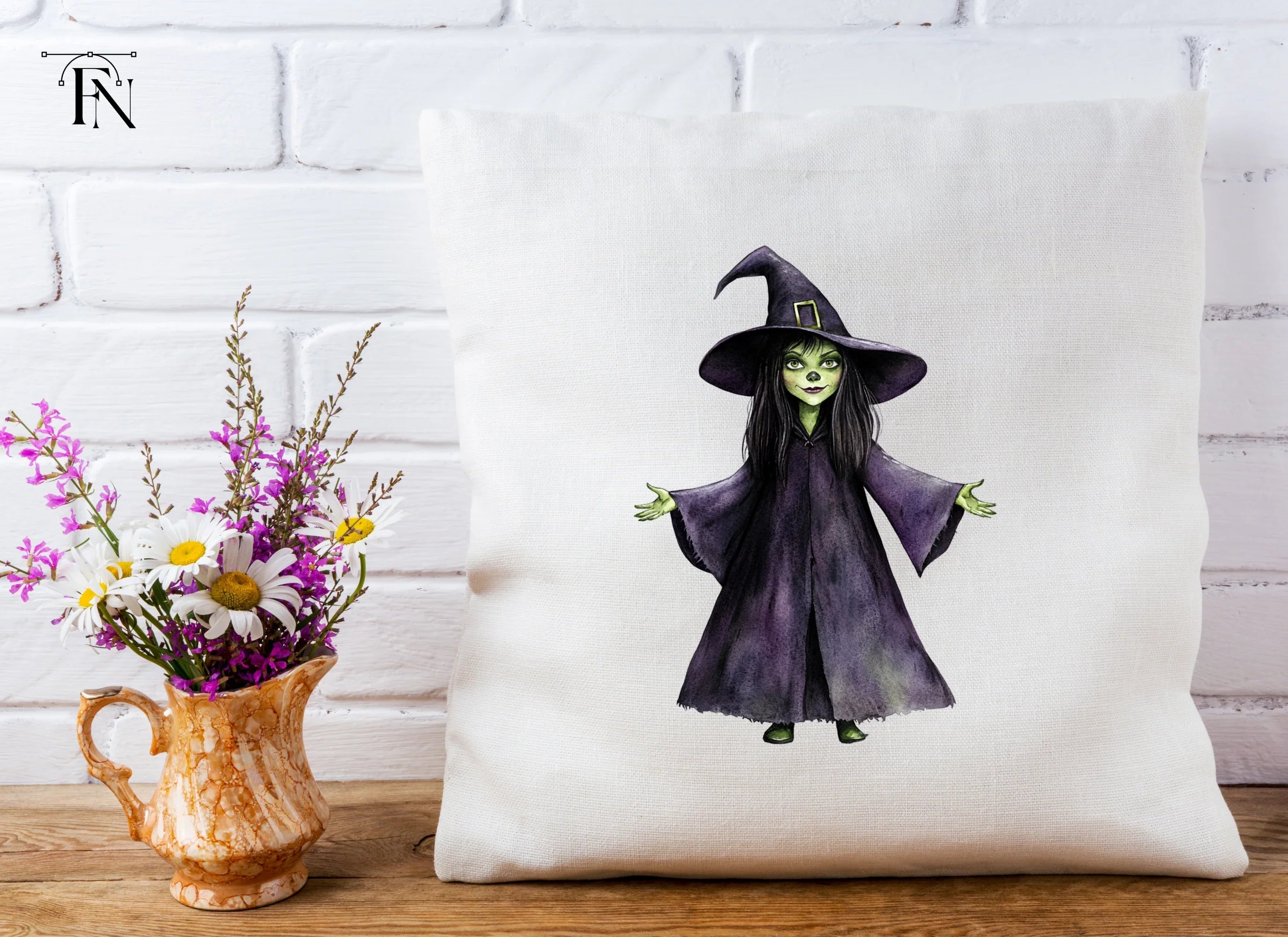 Green Skinned Witch Halloween Clipart Bundle