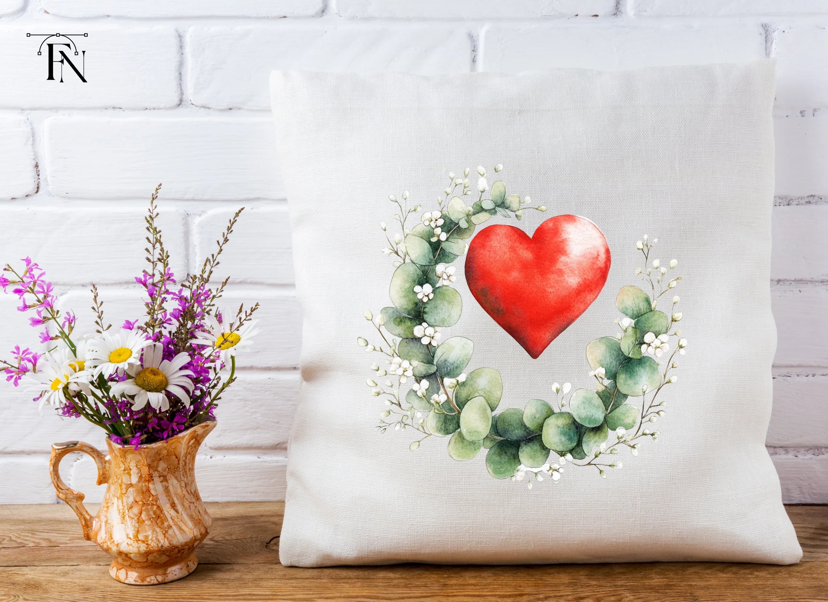 Eucalyptus Heart Wreaths Clipart Bundle