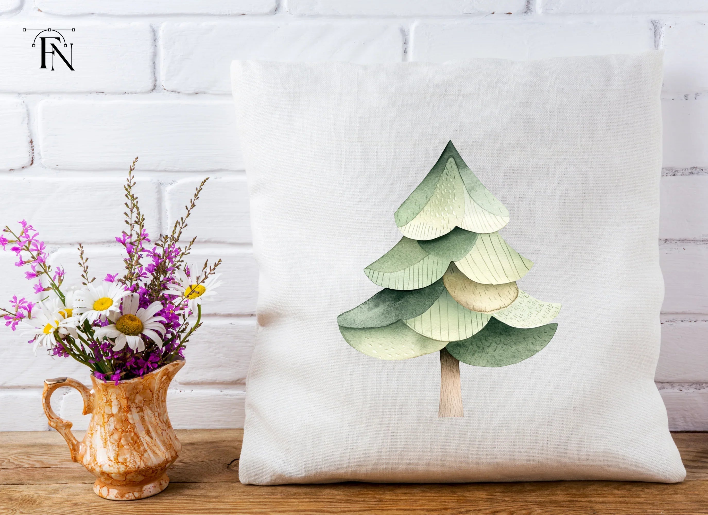 Cute Stylized Pine Tree Clipart Bundle
