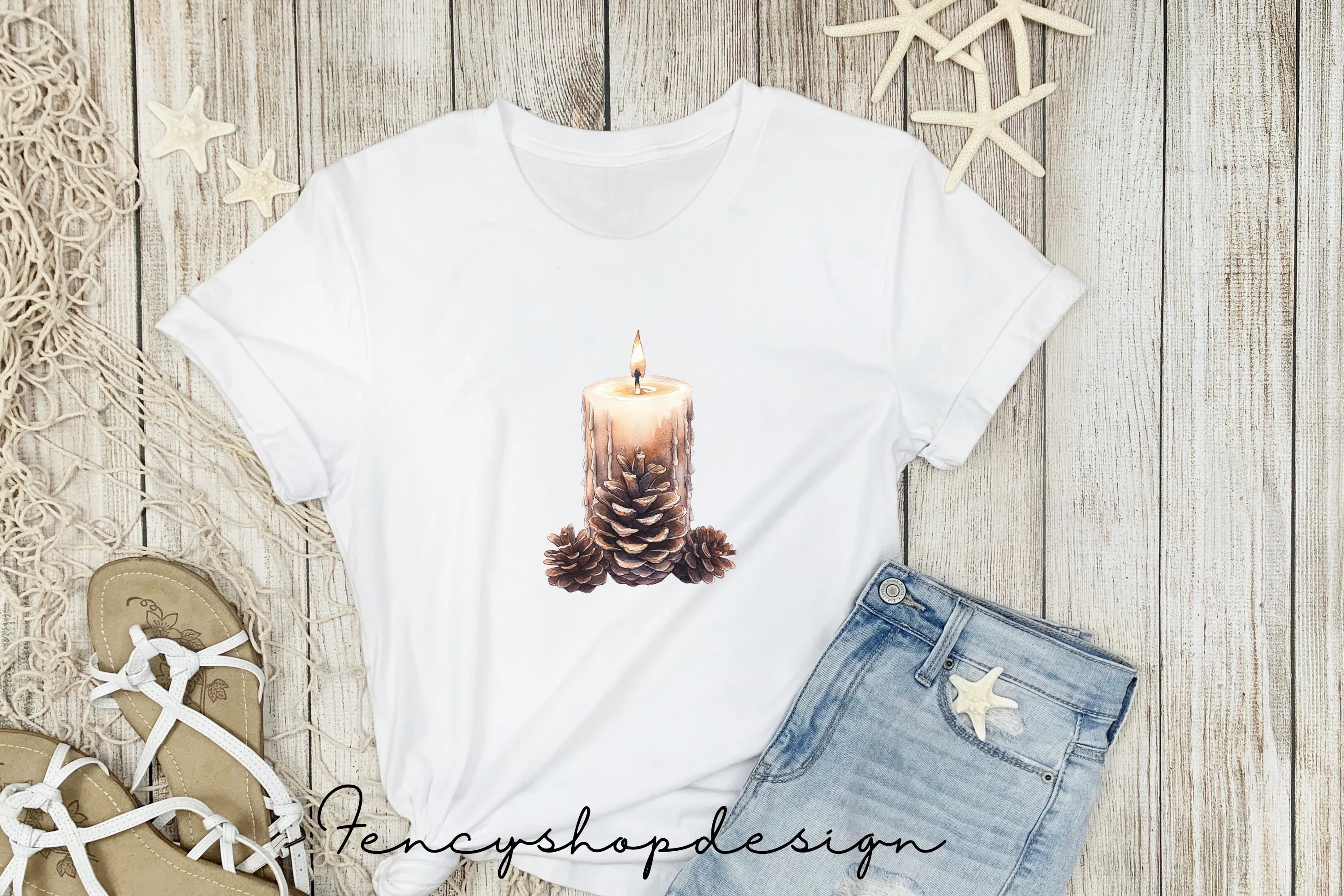 Rustic Winter Candle Clipart Bundle