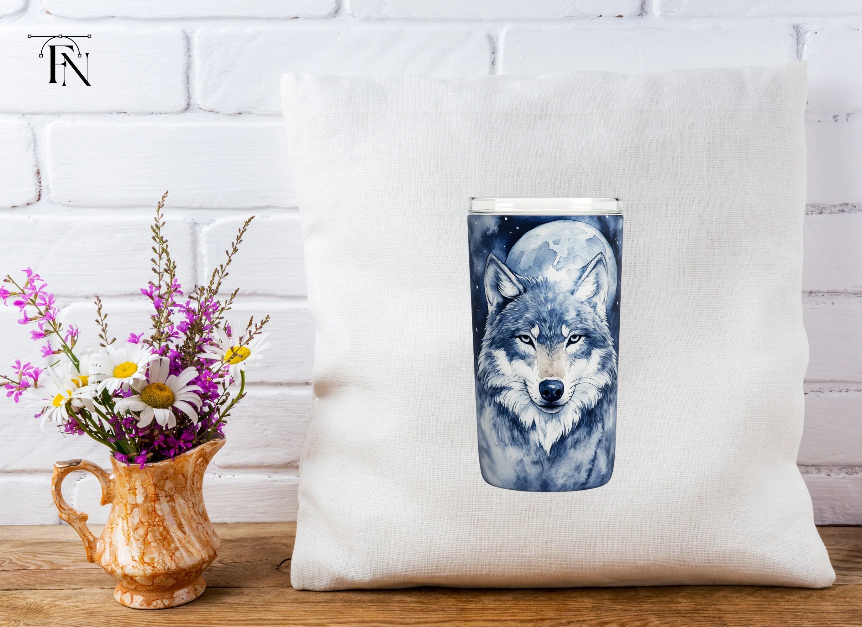 Blue Wolf Moon Tumbler Clipart Bundle