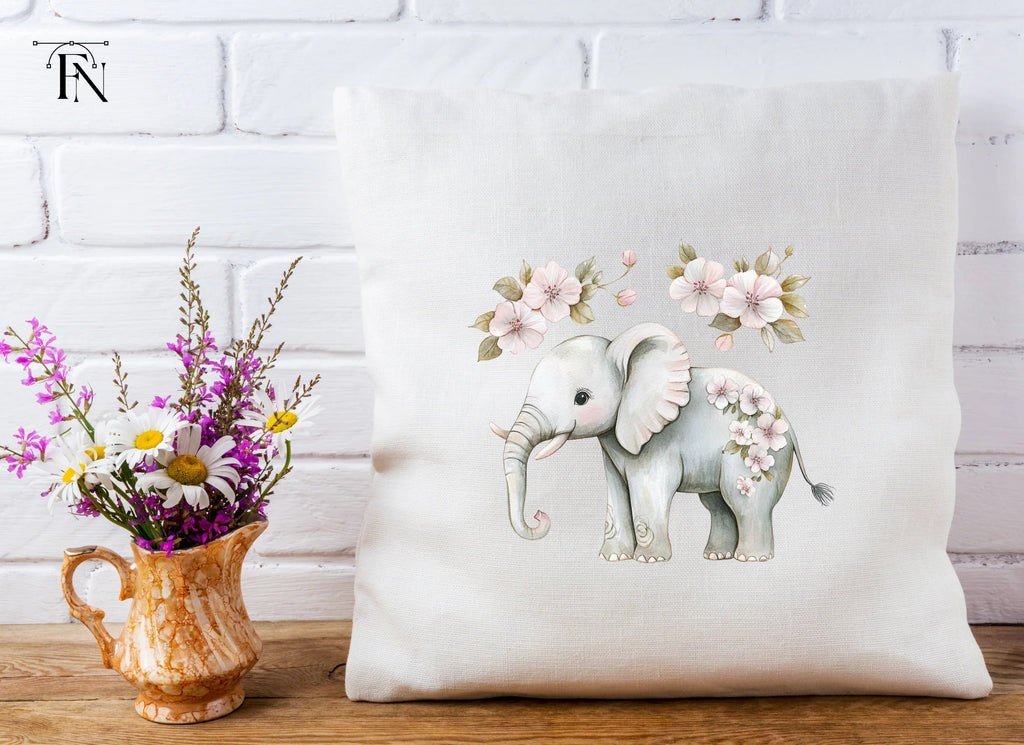 Cute Elephant with Flowers Clipart Bundle