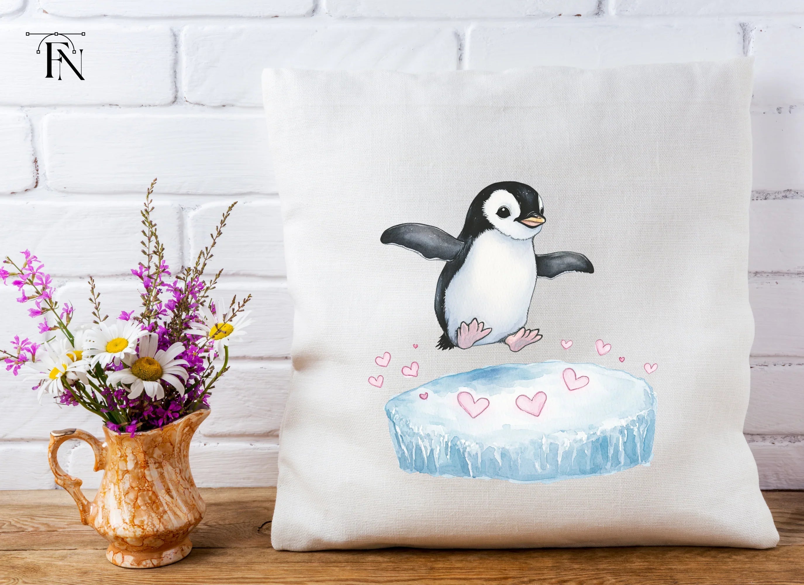 Adorable Penguin Love Hearts Clipart Bundle