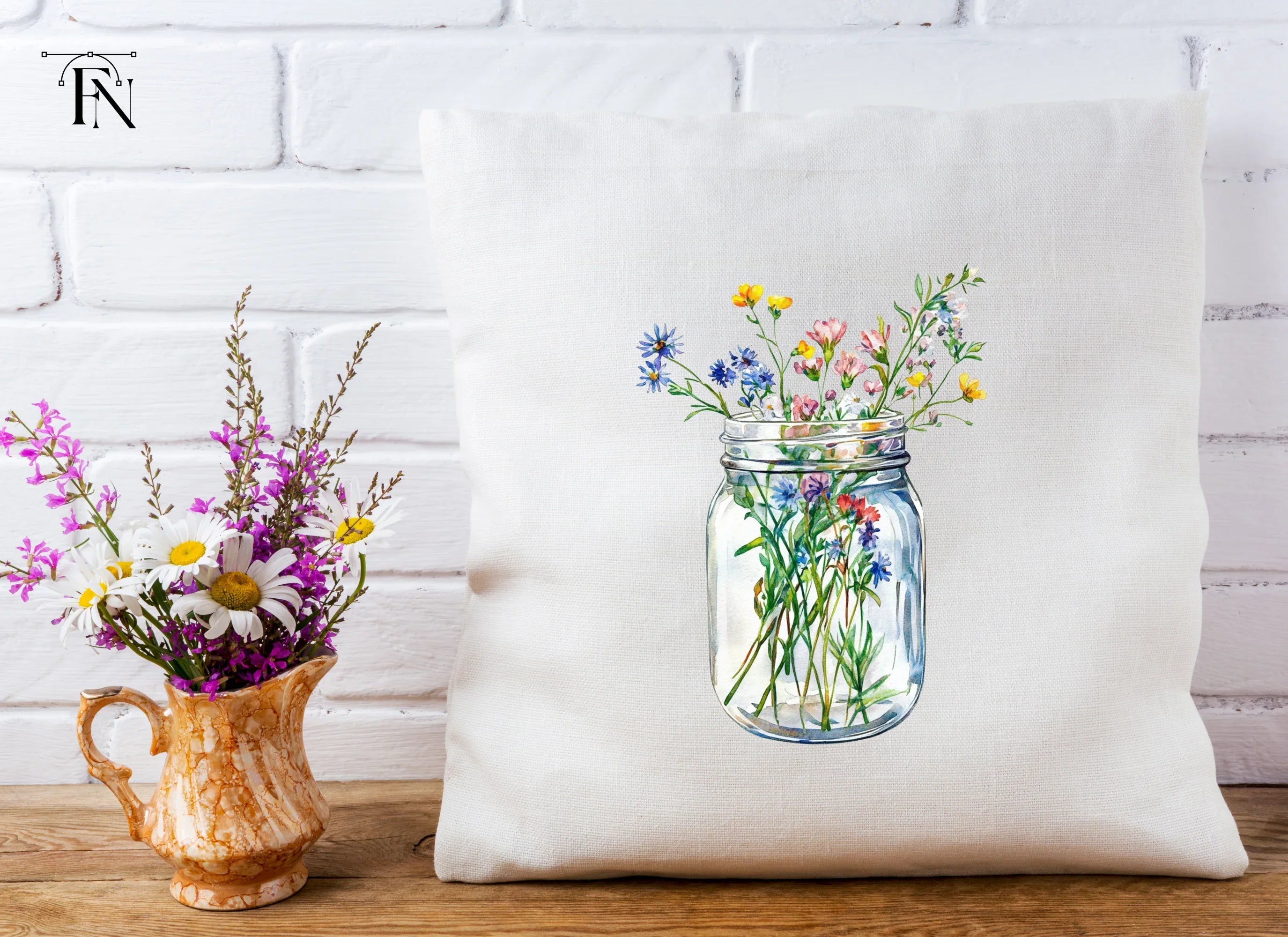 Wildflower Mason Jar Clipart Bundle