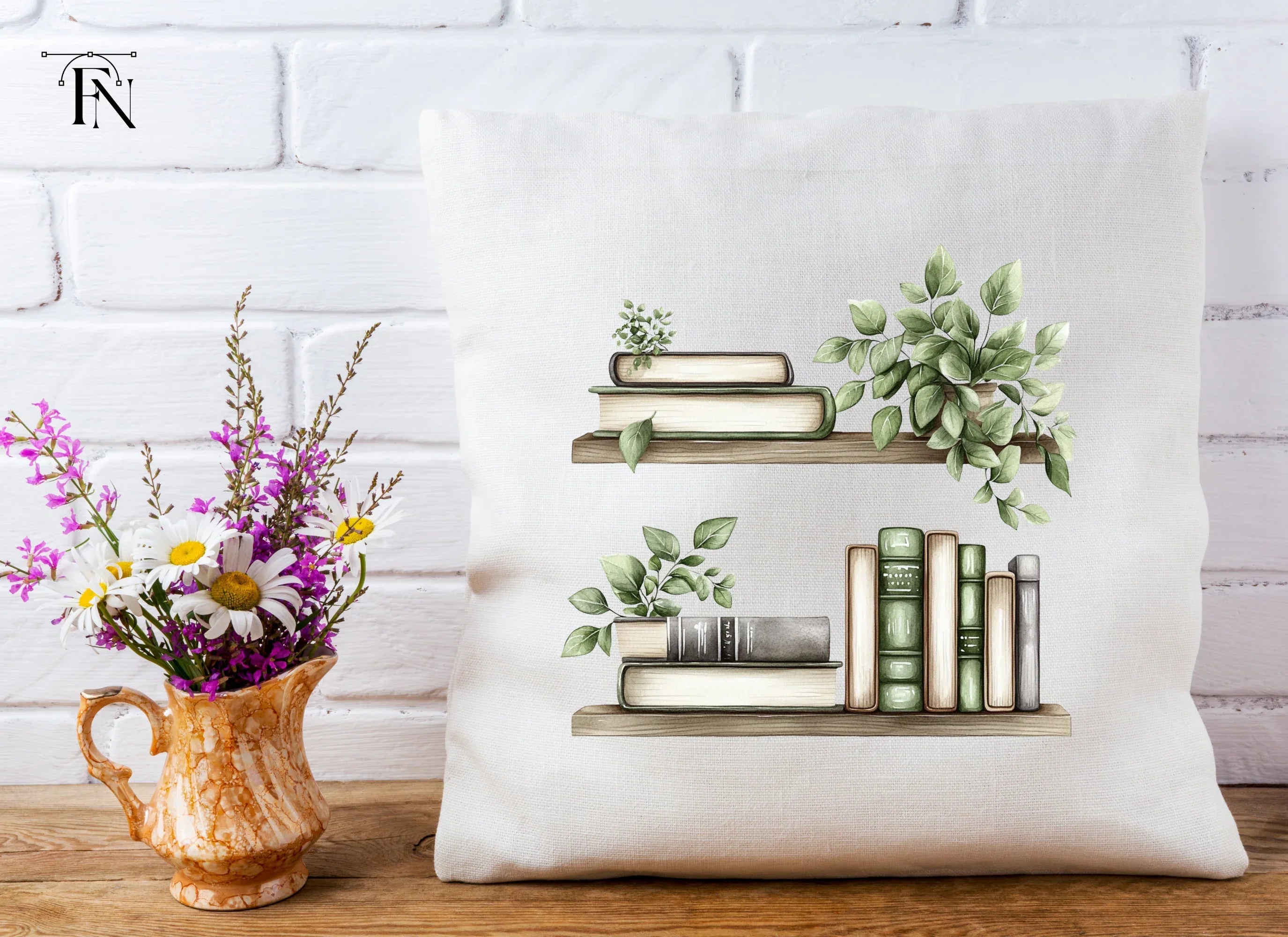 Aesthetic Bookshelf and Plant Clipart Bundle