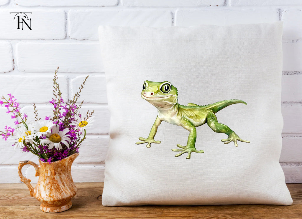 Cute Green Gecko Lizard Clipart Bundle