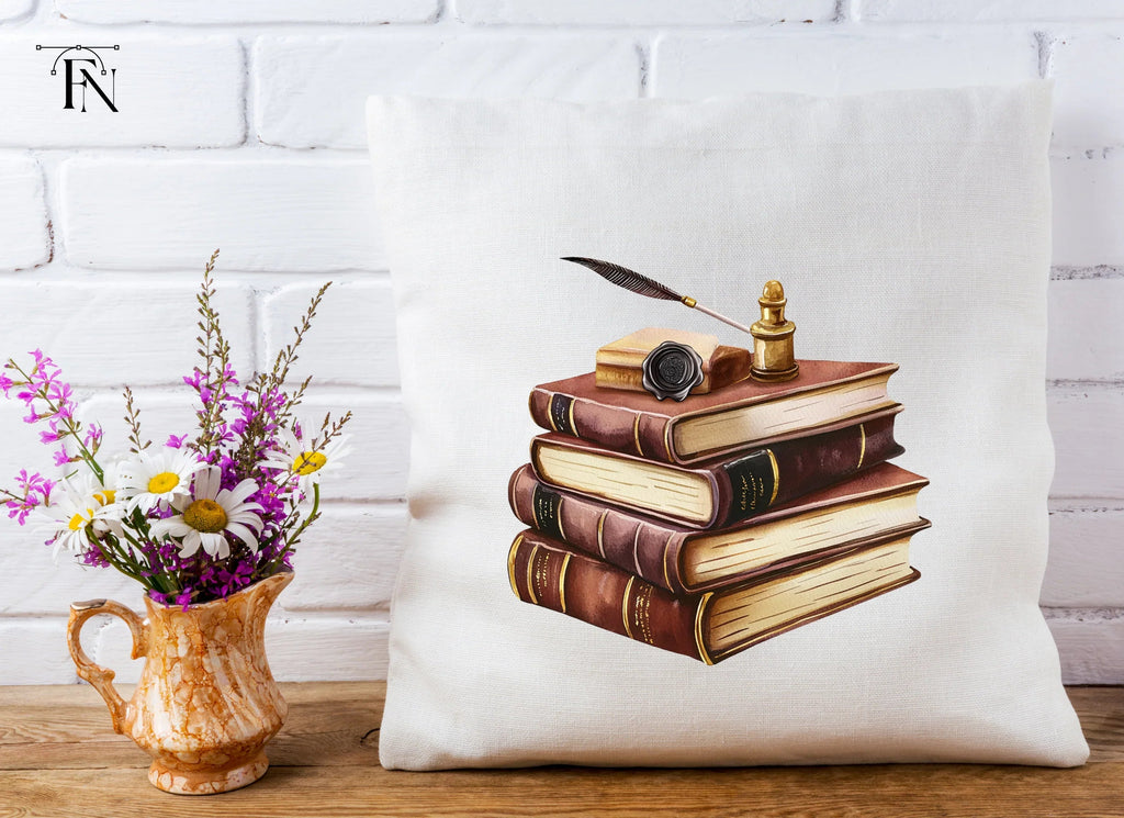 Vintage Books and Quill Clipart Bundle
