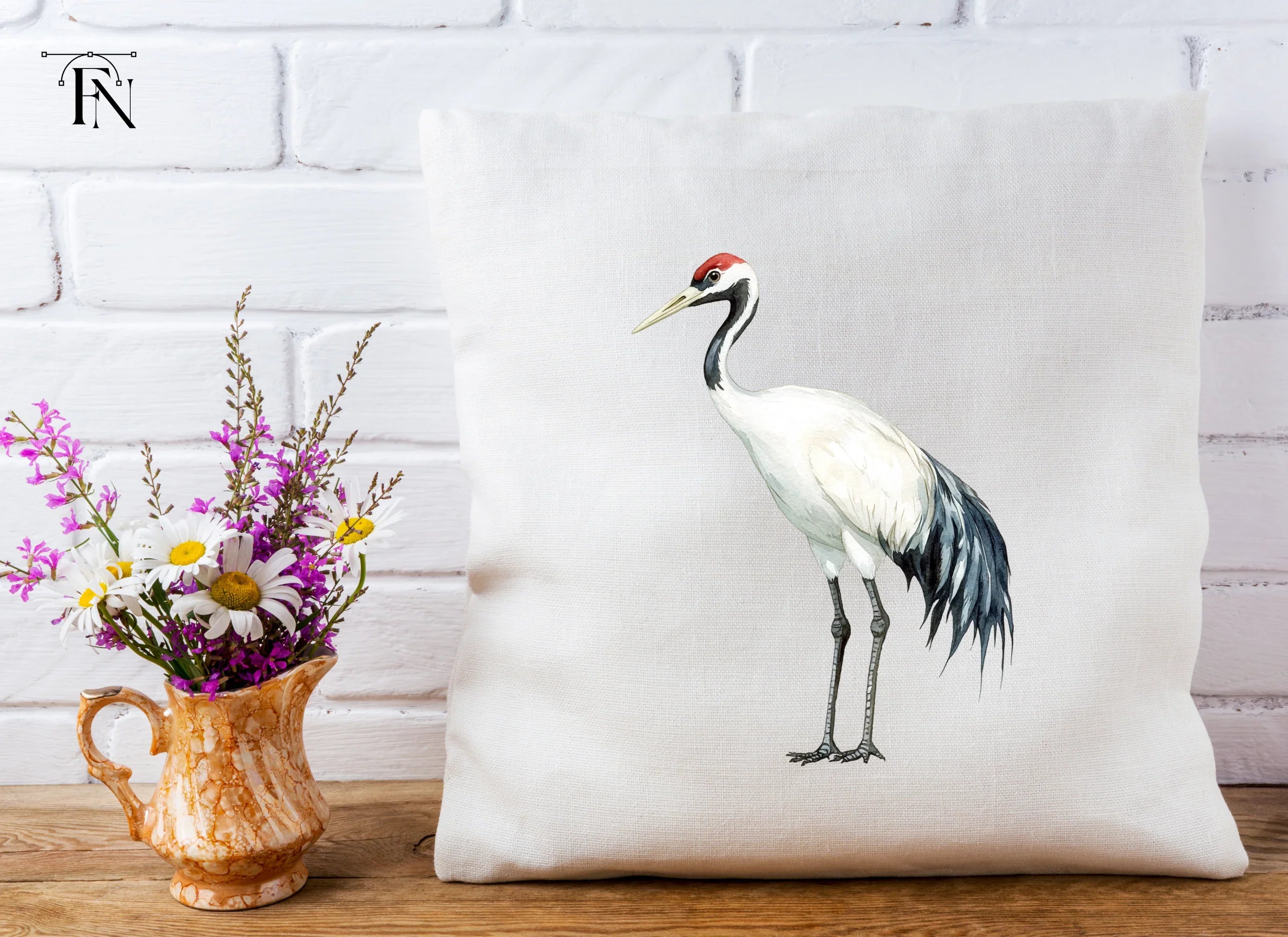 Elegant Red Crowned Crane Clipart Bundle