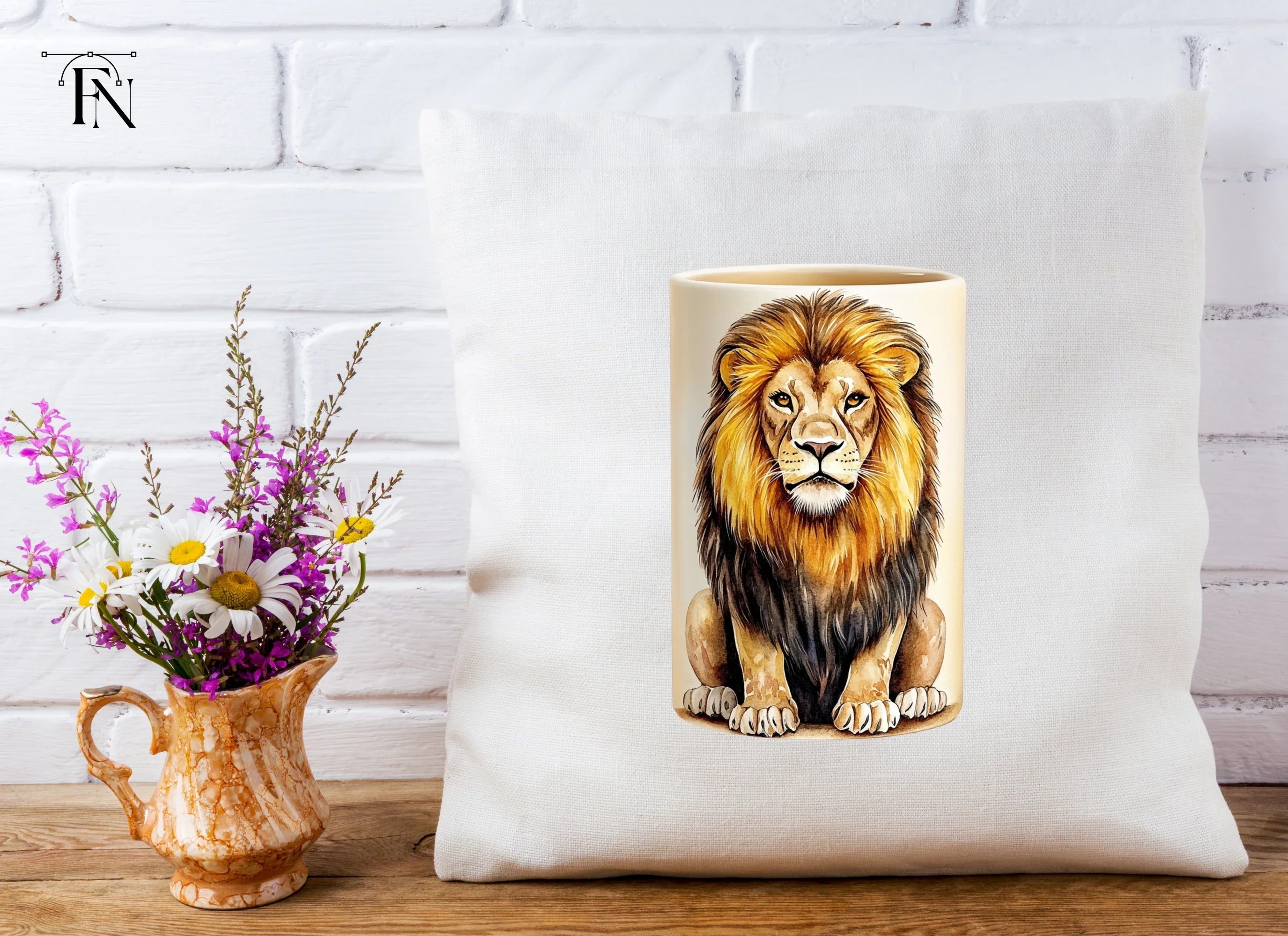 Regal Sitting Lion Illustration Clipart Bundle