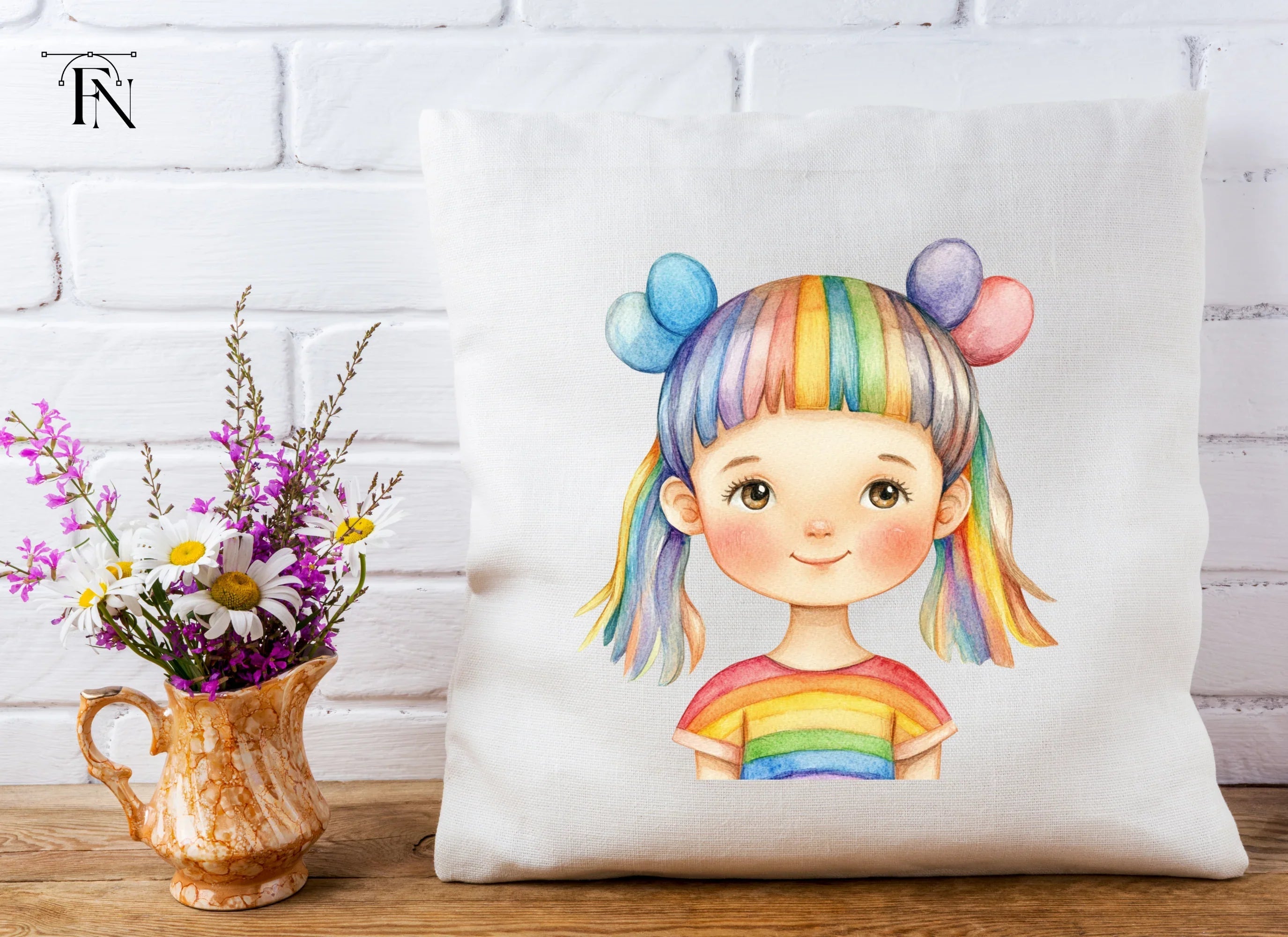Rainbow Hair Girl Clipart Bundle