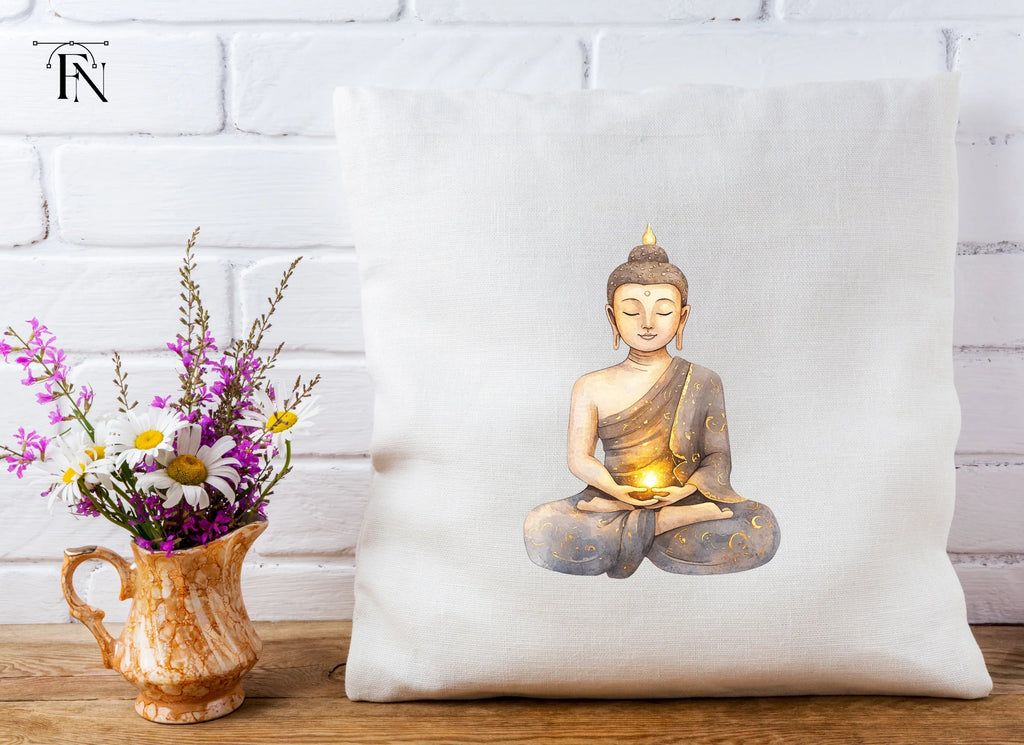 Meditating Buddha with Glowing Light Clipart Bundle