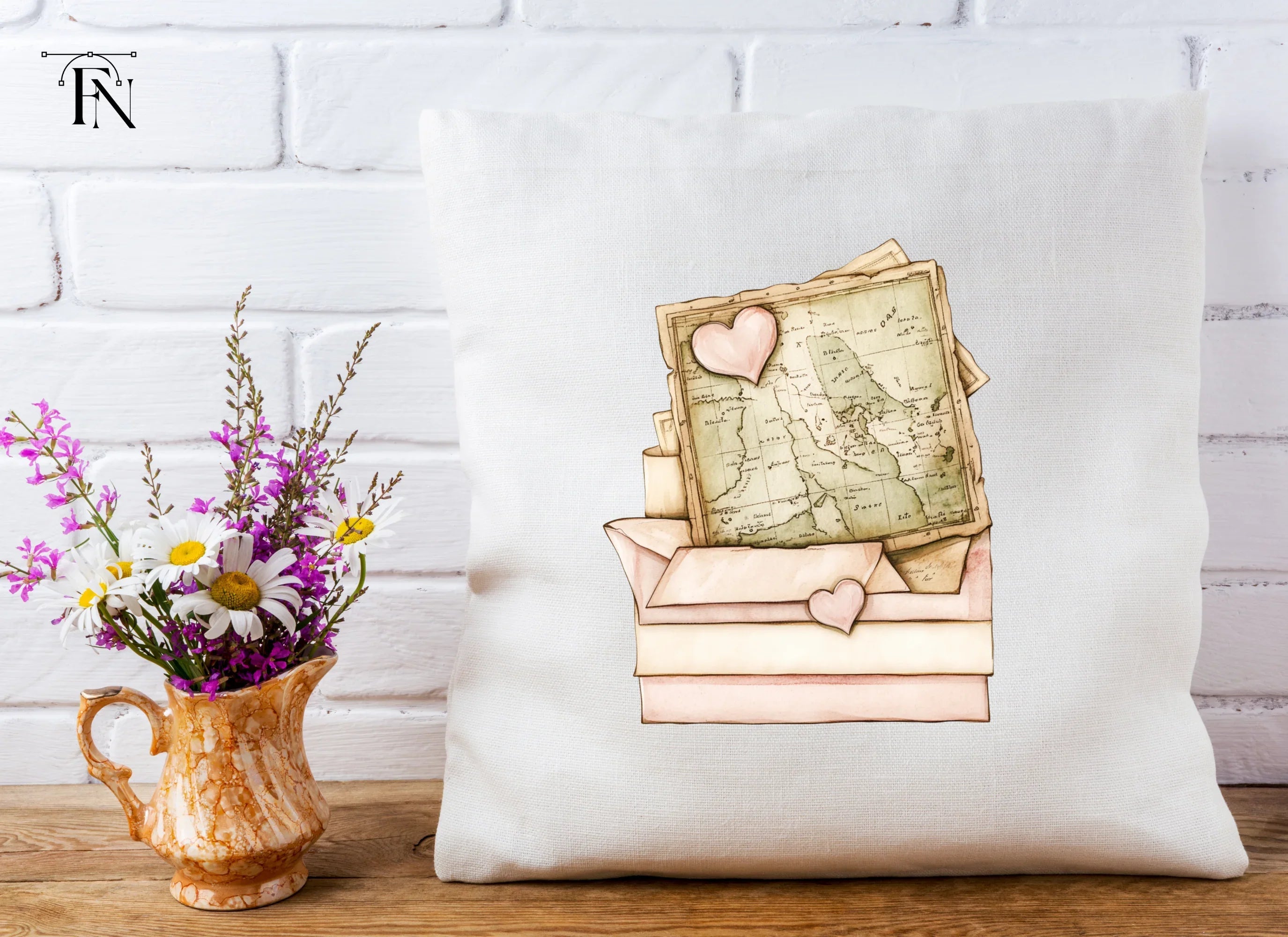 Vintage Love Letters Map Clipart Bundle
