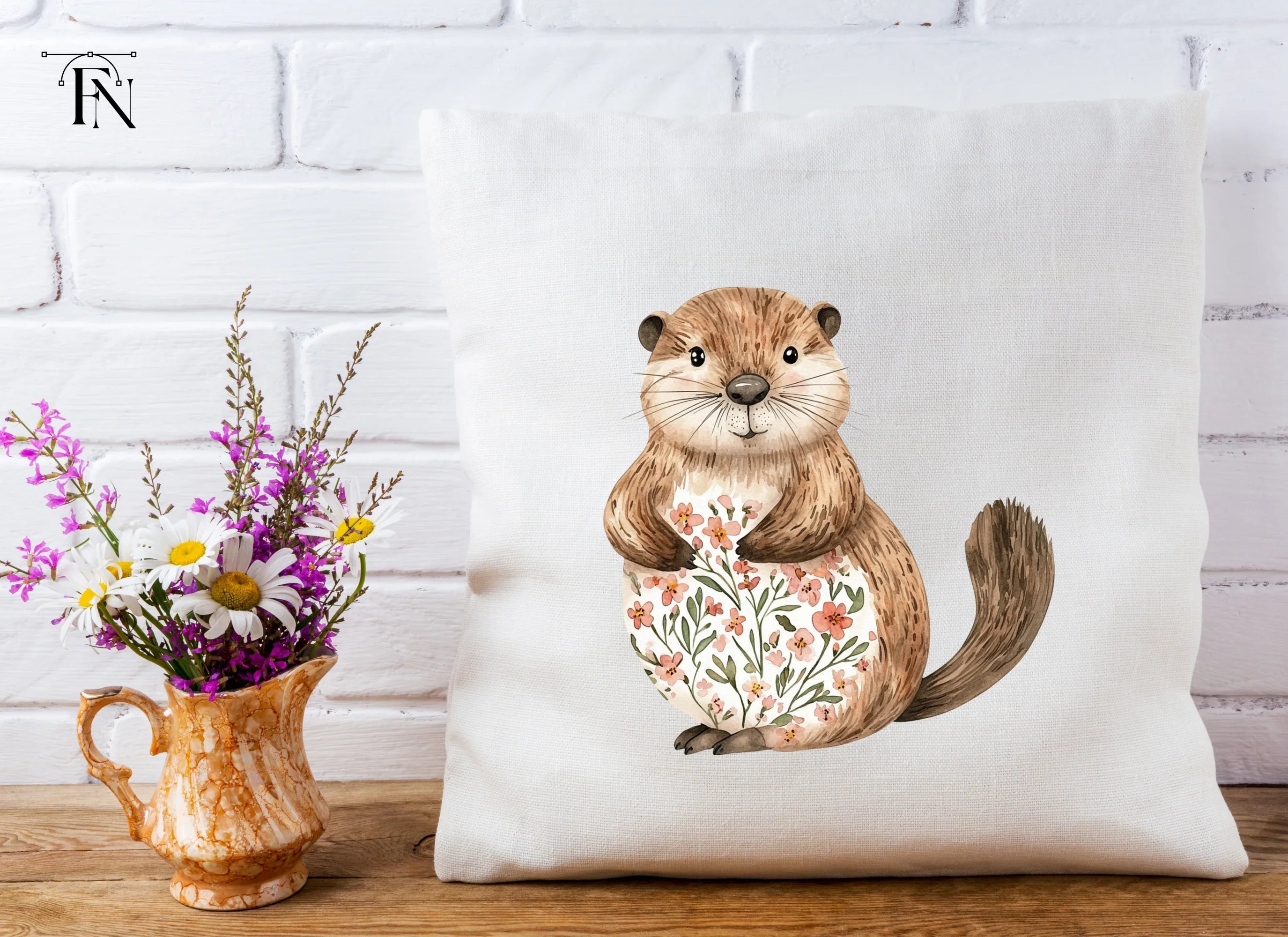 Charming Floral Otter Clipart Bundle