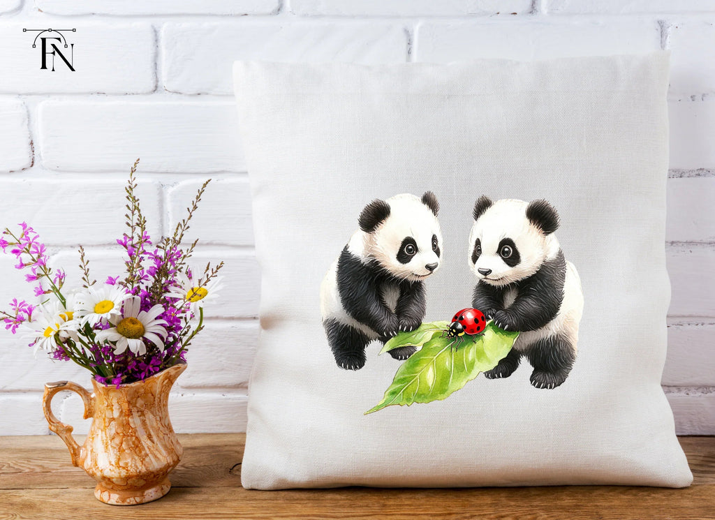 Cute Panda and Ladybugs Clipart Bundle