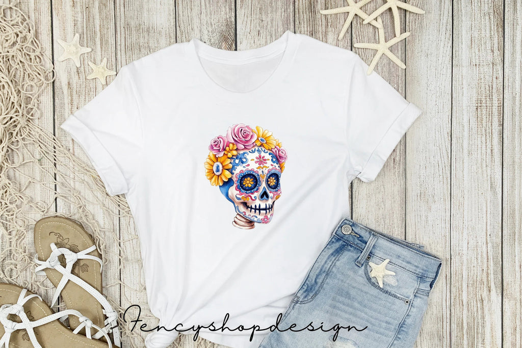 Colorful Sugar Skull Clipart Bundle
