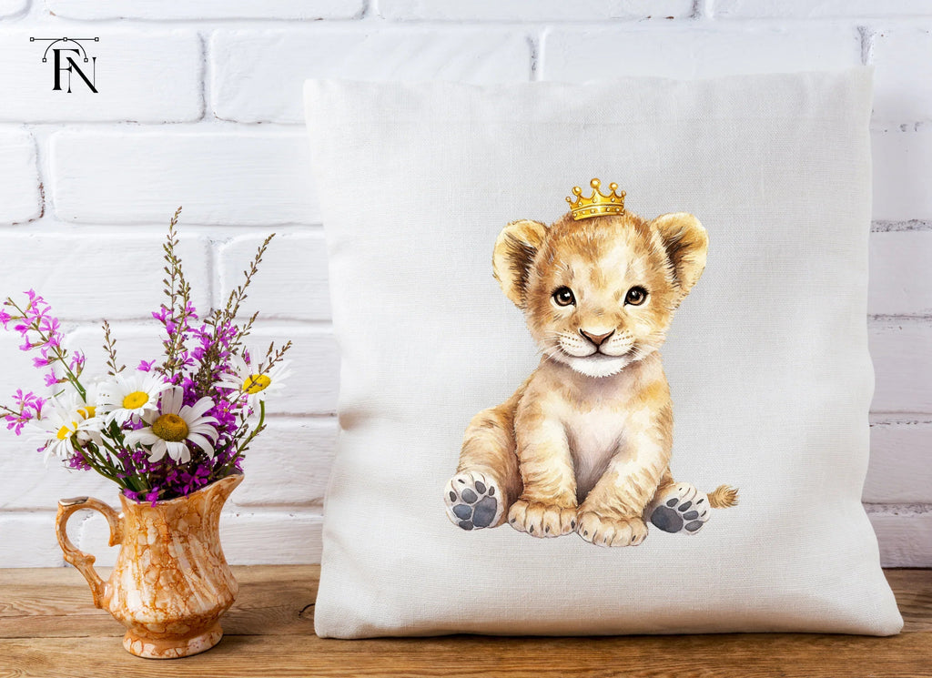 Adorable Baby Lion with Crown Clipart Bundle