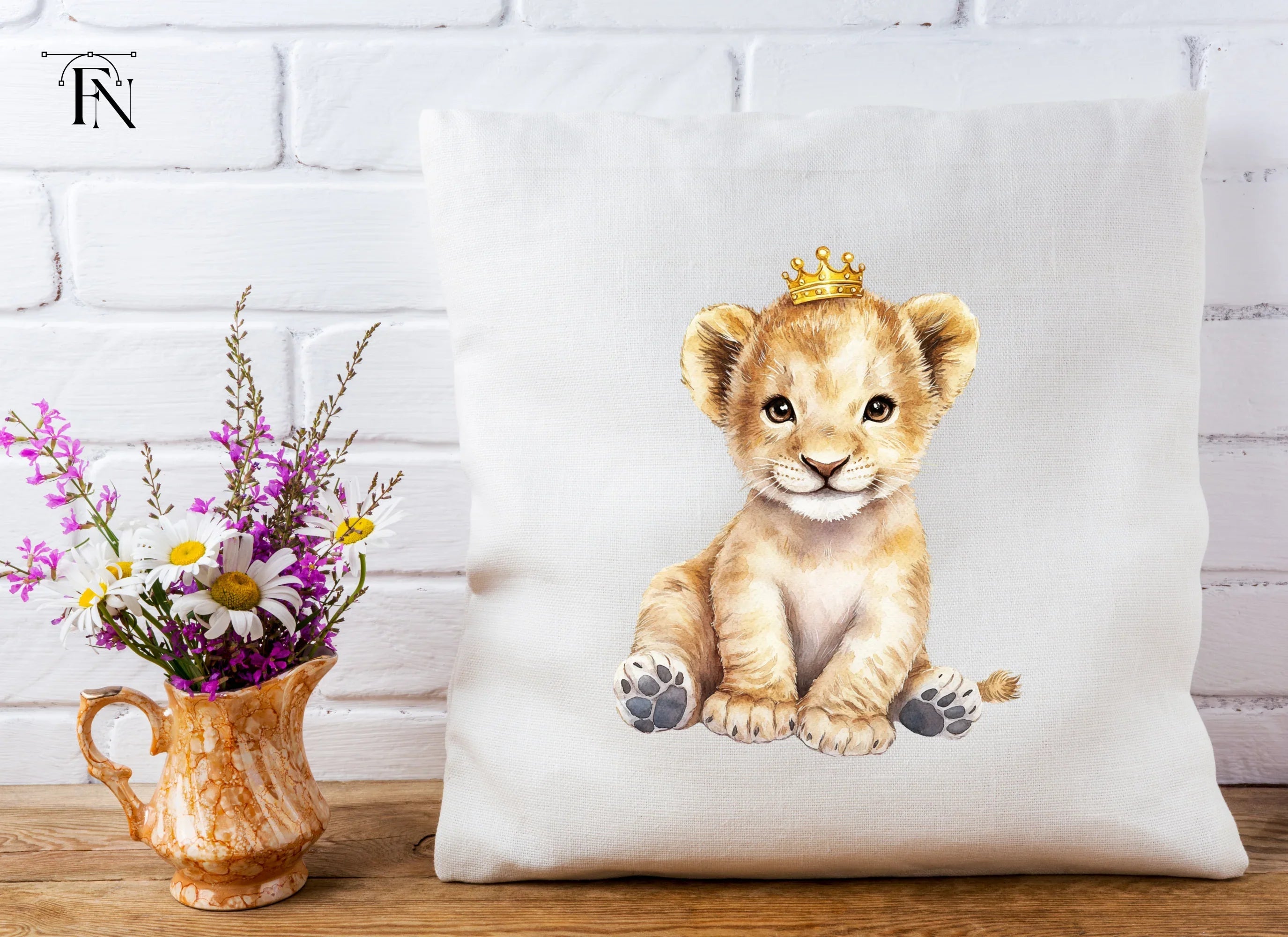 Adorable Baby Lion with Crown Clipart Bundle