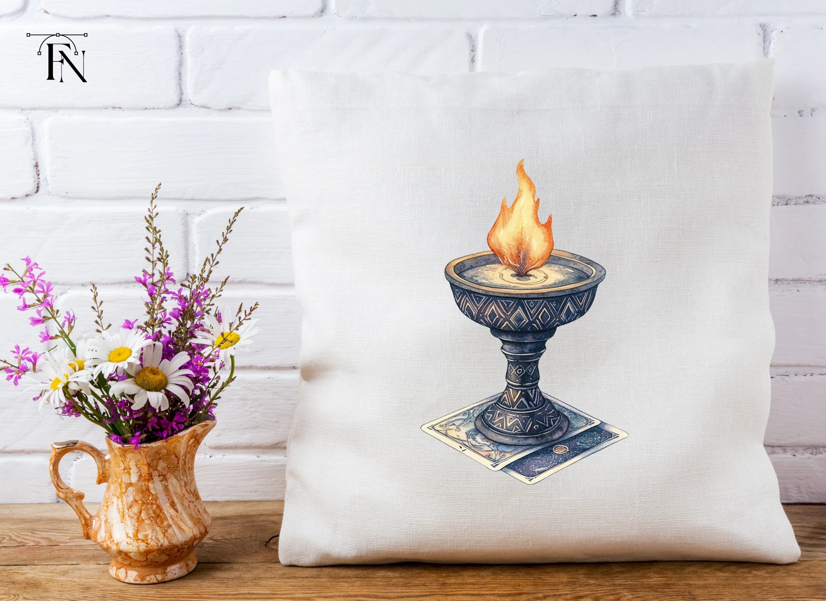 Mystical Fire Chalice with Tarot Cards Clipart Bundle