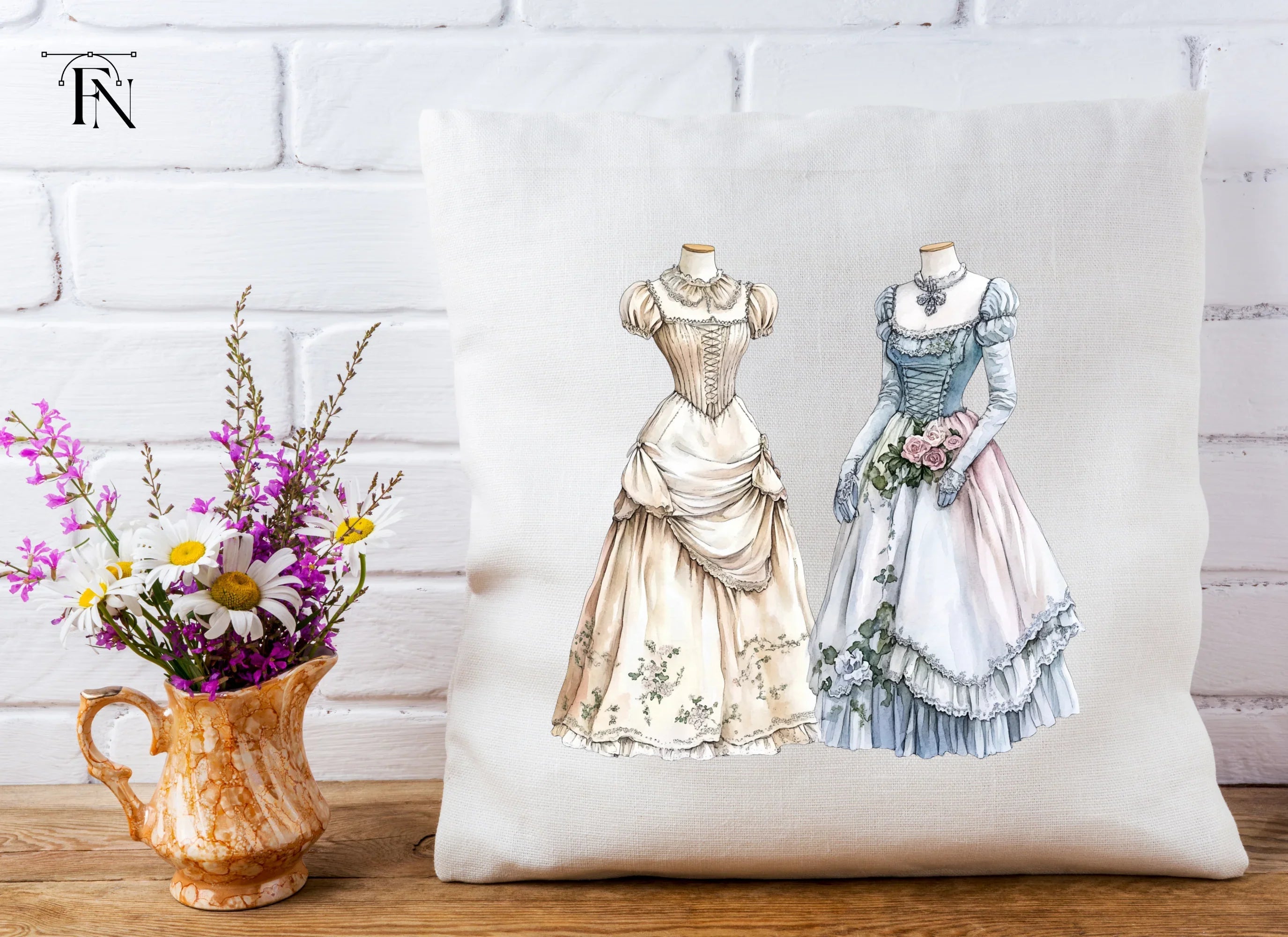 Colorful Victorian Era Dresses Clipart Bundle
