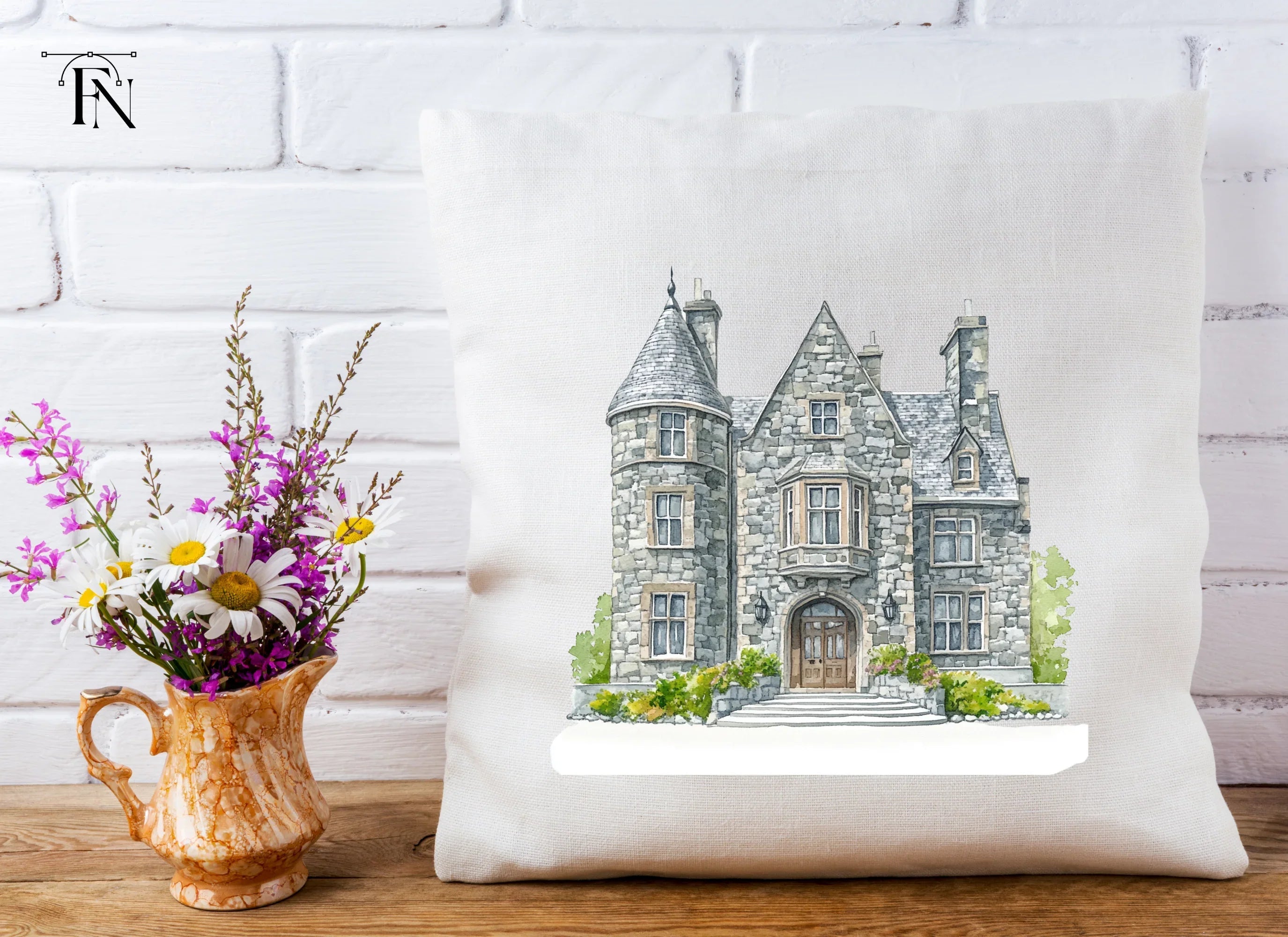Elegant Stone Manor House Clipart Bundle