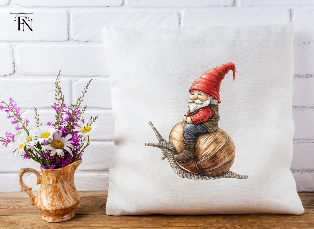 Red Hat Gnomes Riding Snails Clipart Bundle