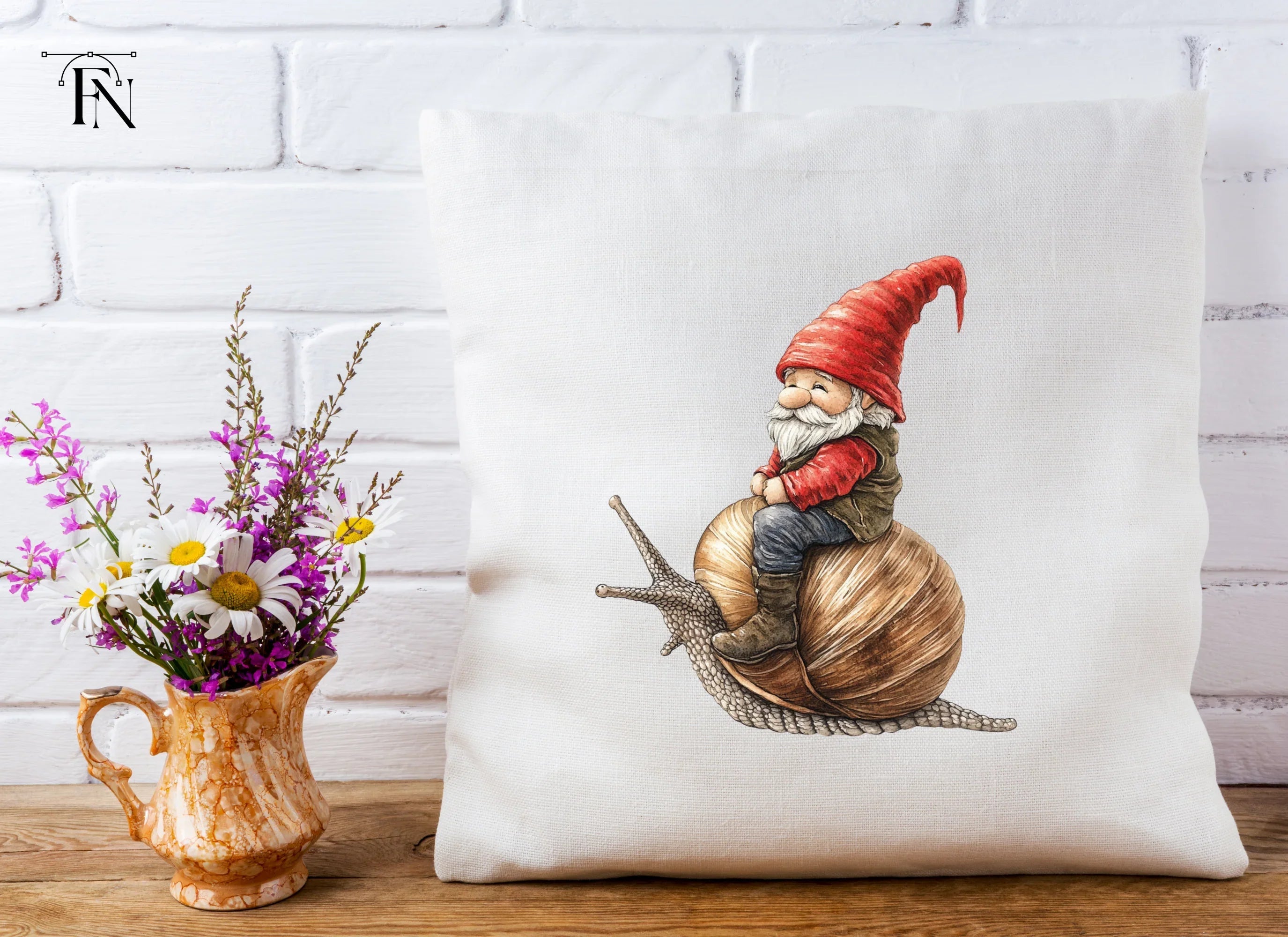 Red Hat Gnomes Riding Snails Clipart Bundle