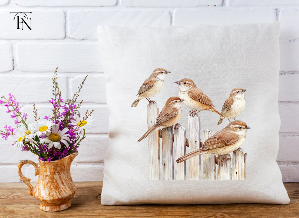 Sparrows on Fence Clipart Bundle