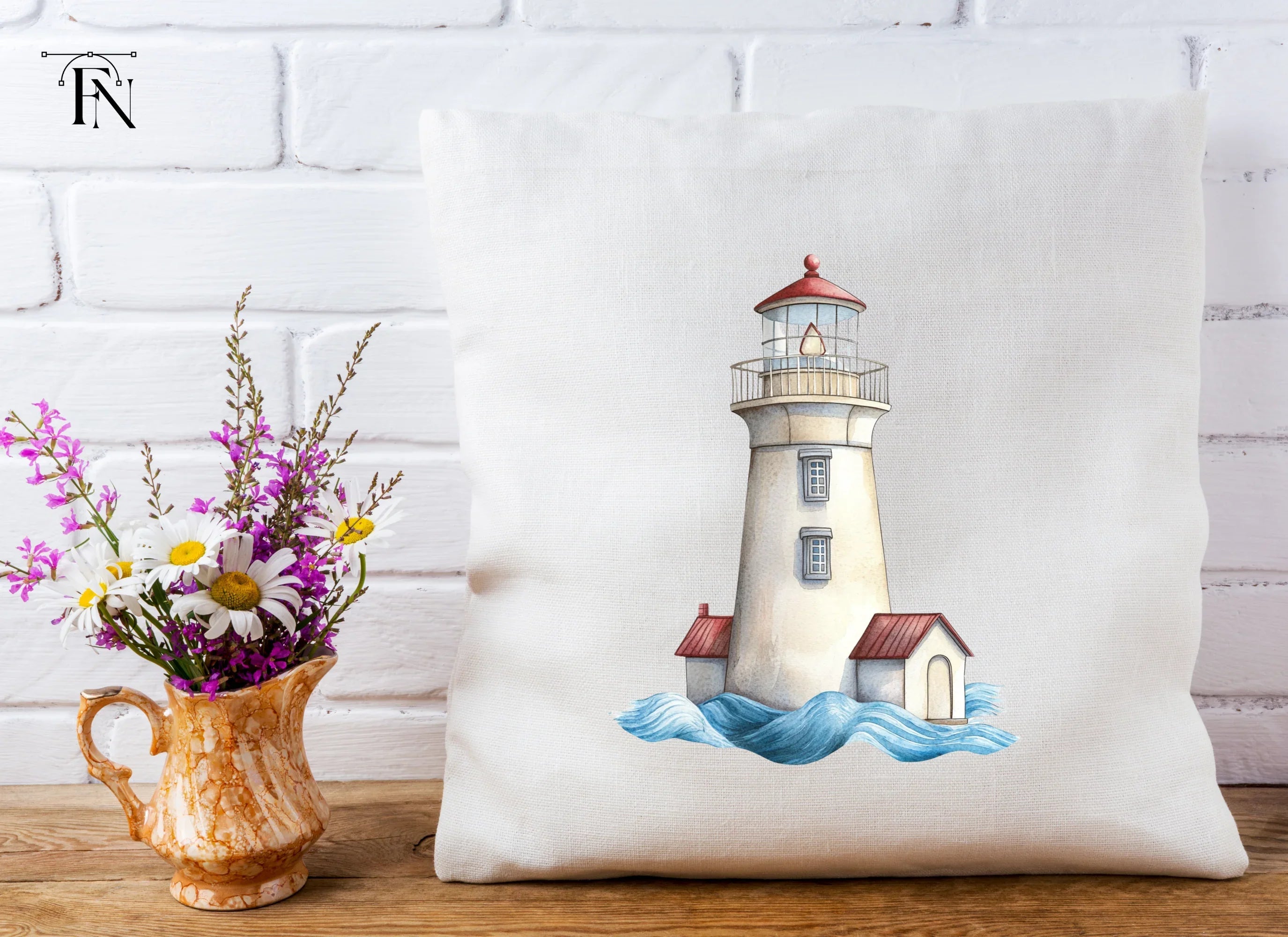 Lighthouse and Waves Clipart Bundle