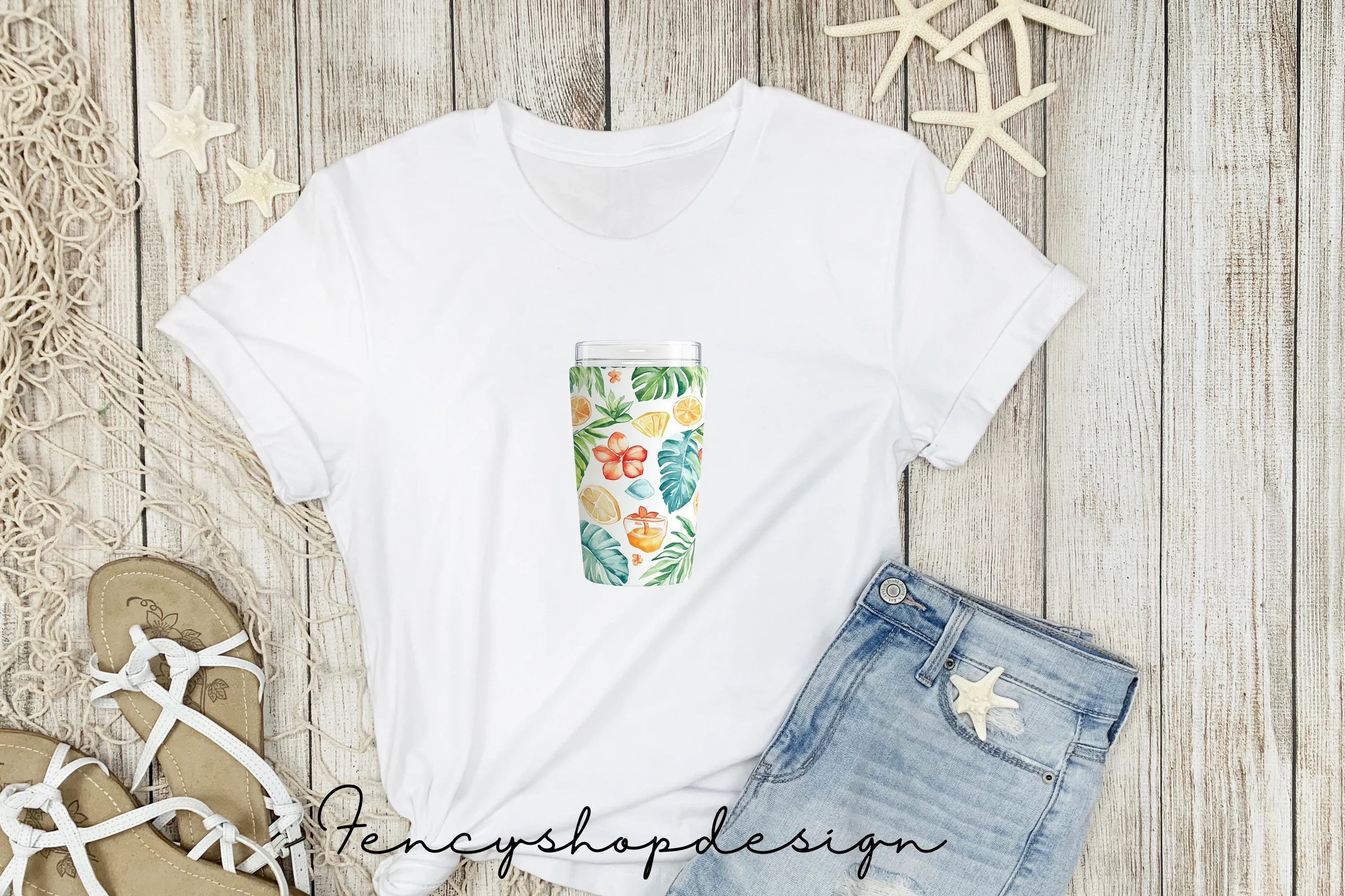 Tropical Summer Tumbler Clipart Bundle