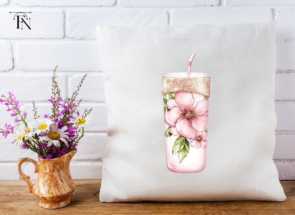 Pink Floral Tumbler Clipart Bundle