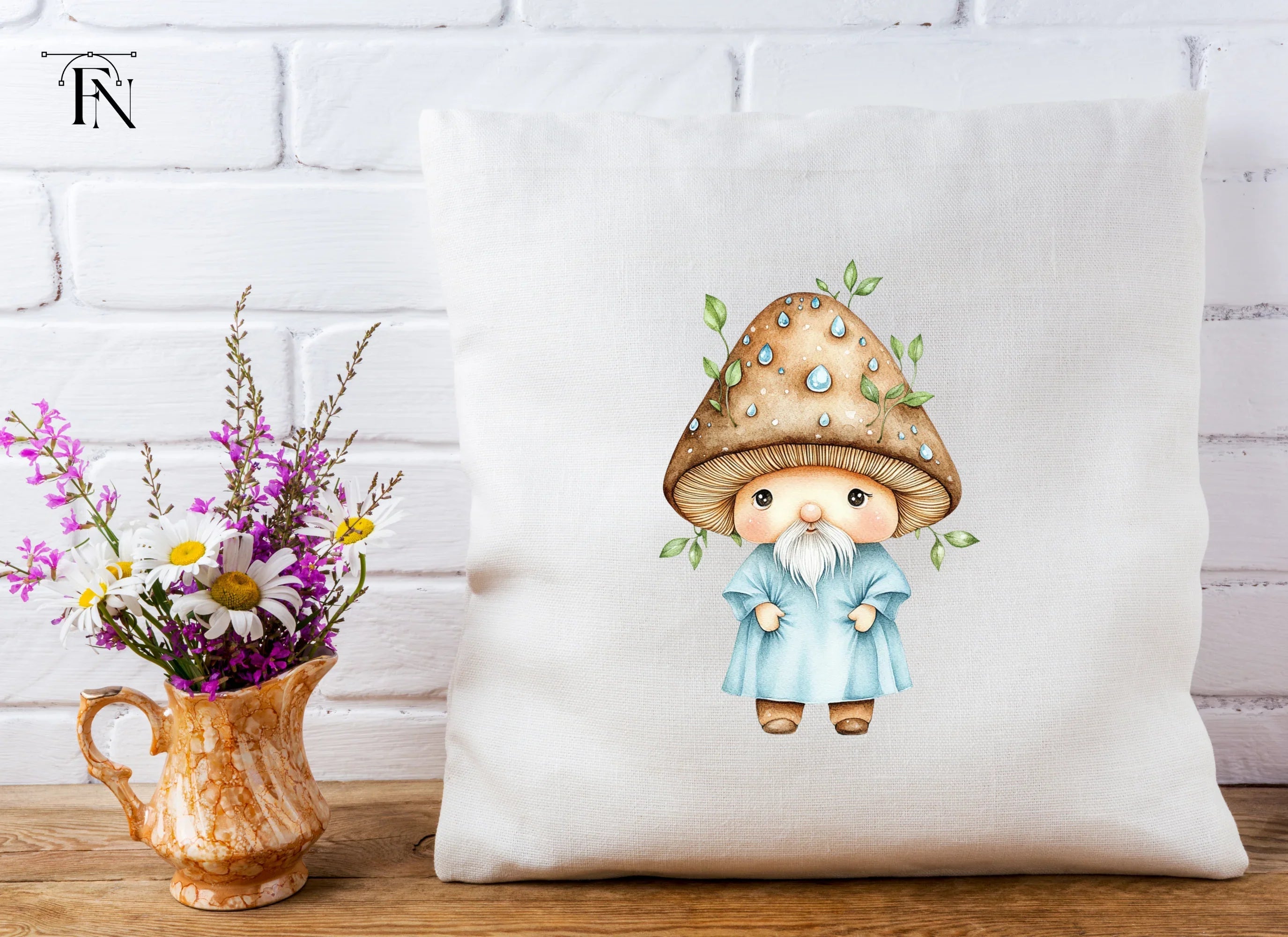 Cute Mushroom Gnomes Clipart Bundle