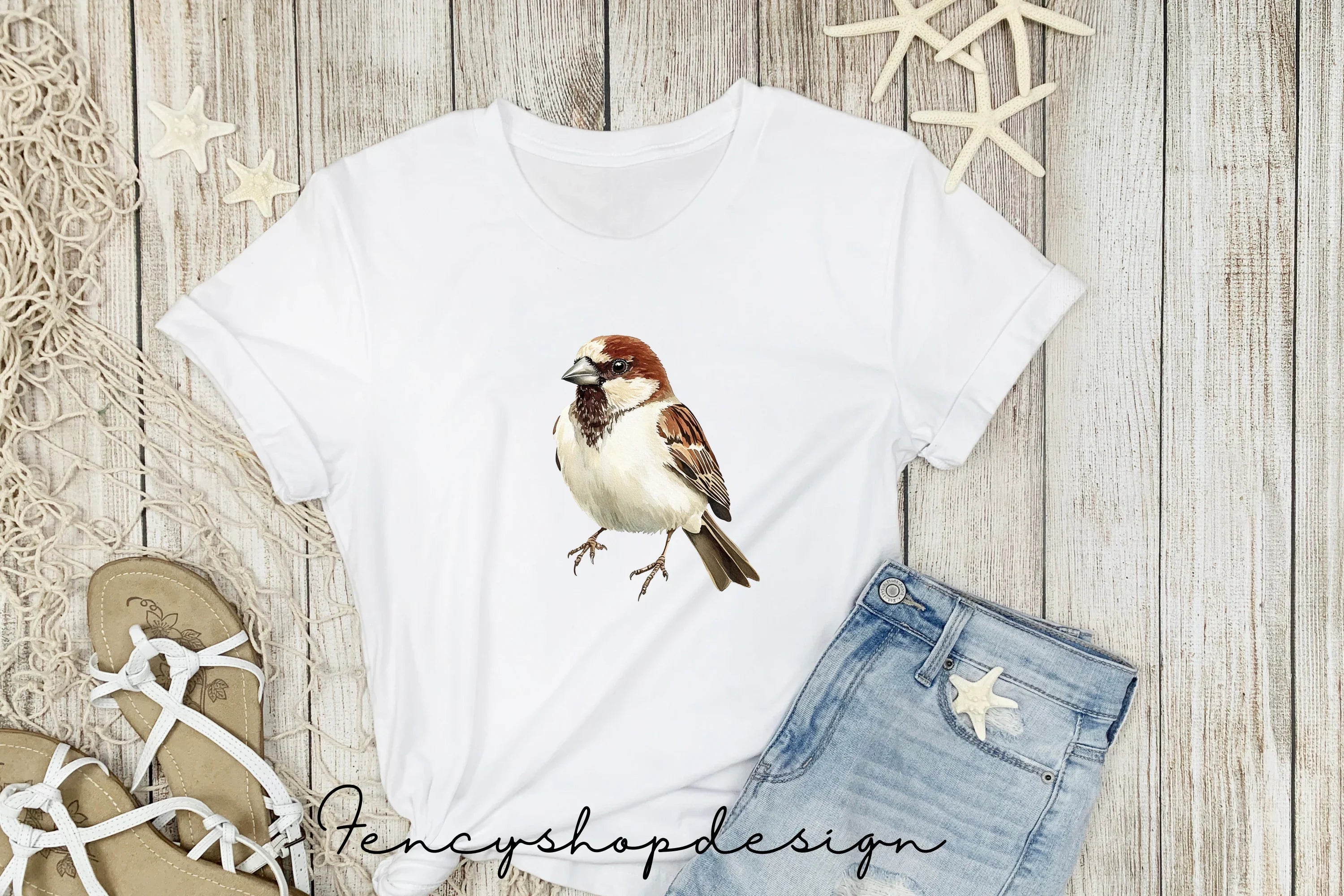 Charming Garden Sparrows Clipart Bundle