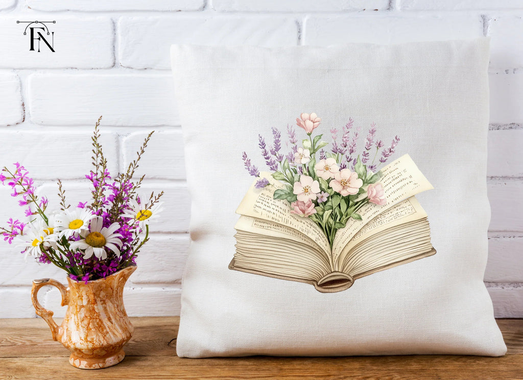 Open Book with Lavender and Flowers Clipart Bundle