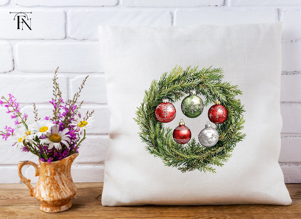 Christmas Wreaths with Ornaments Clipart Bundle
