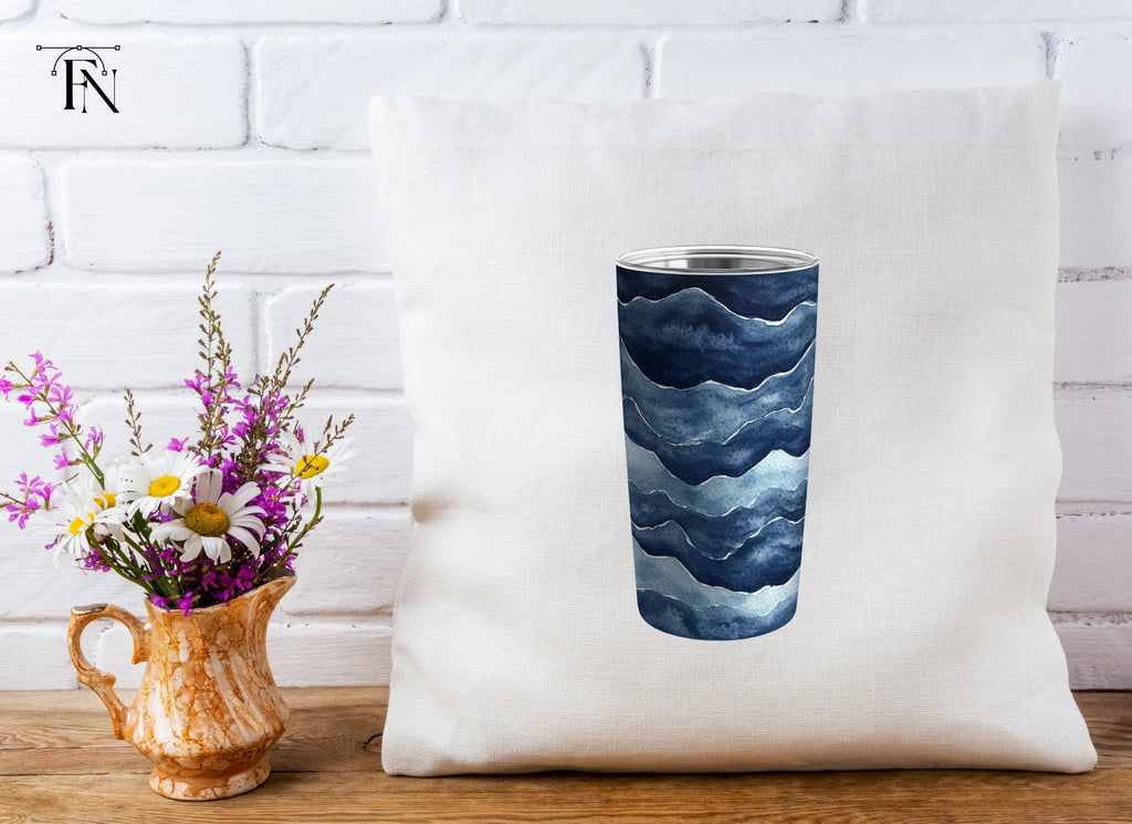 Dark Blue Ocean Waves Tumbler Clipart Bundle