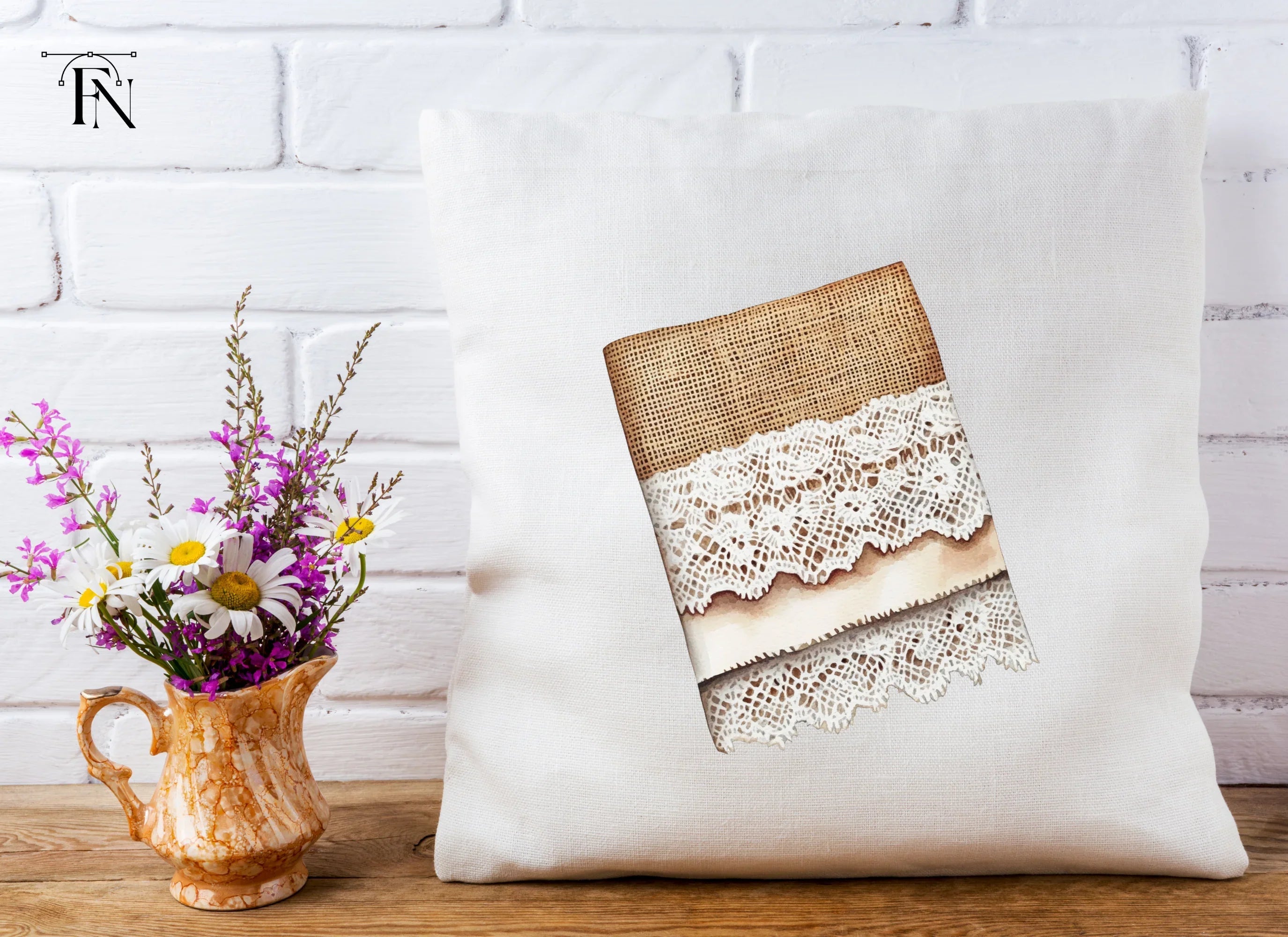 Burlap and Lace Border Clipart Bundle